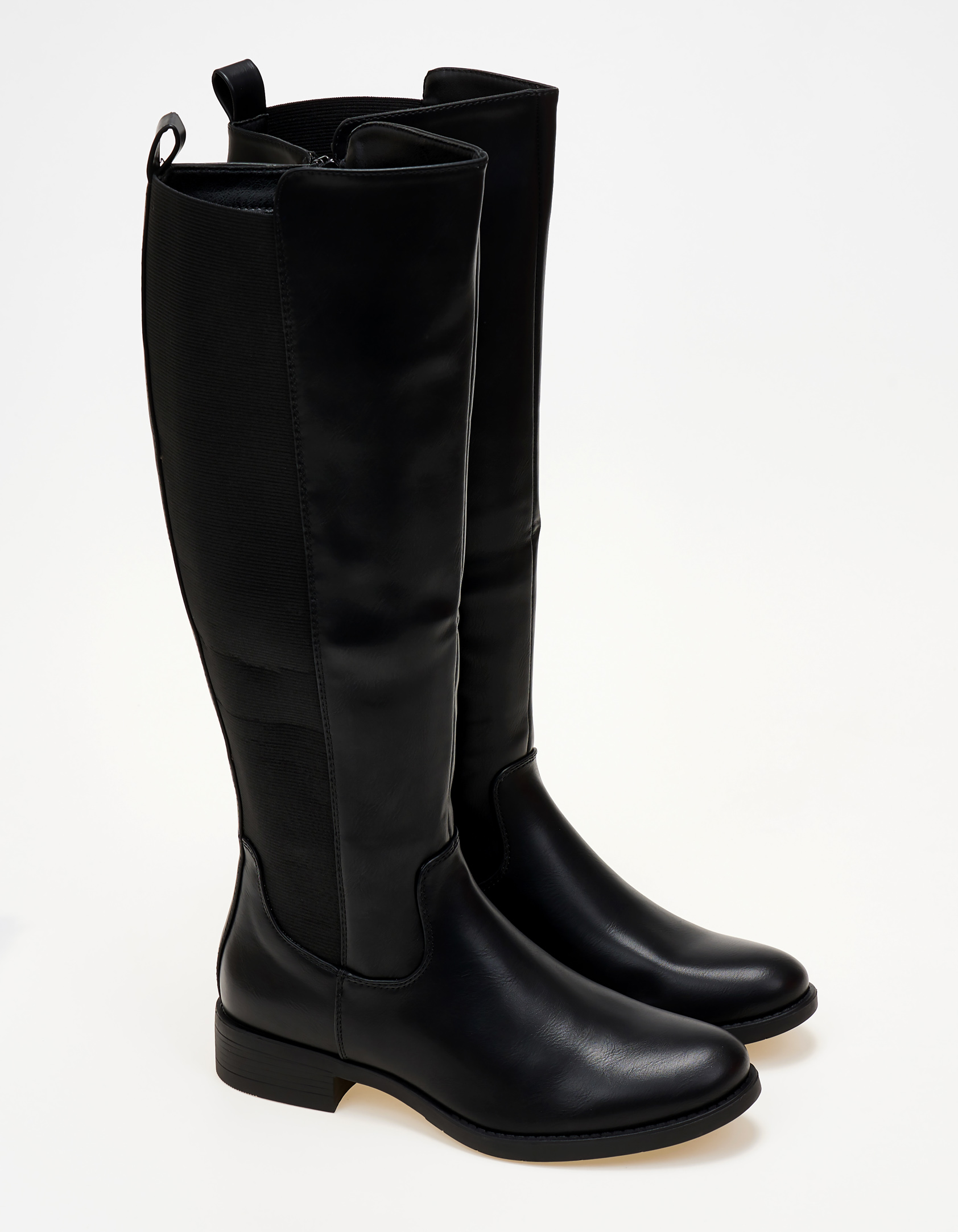 Μπότες σε στυλ ιππασίας με λάστιχο - Μαύρο