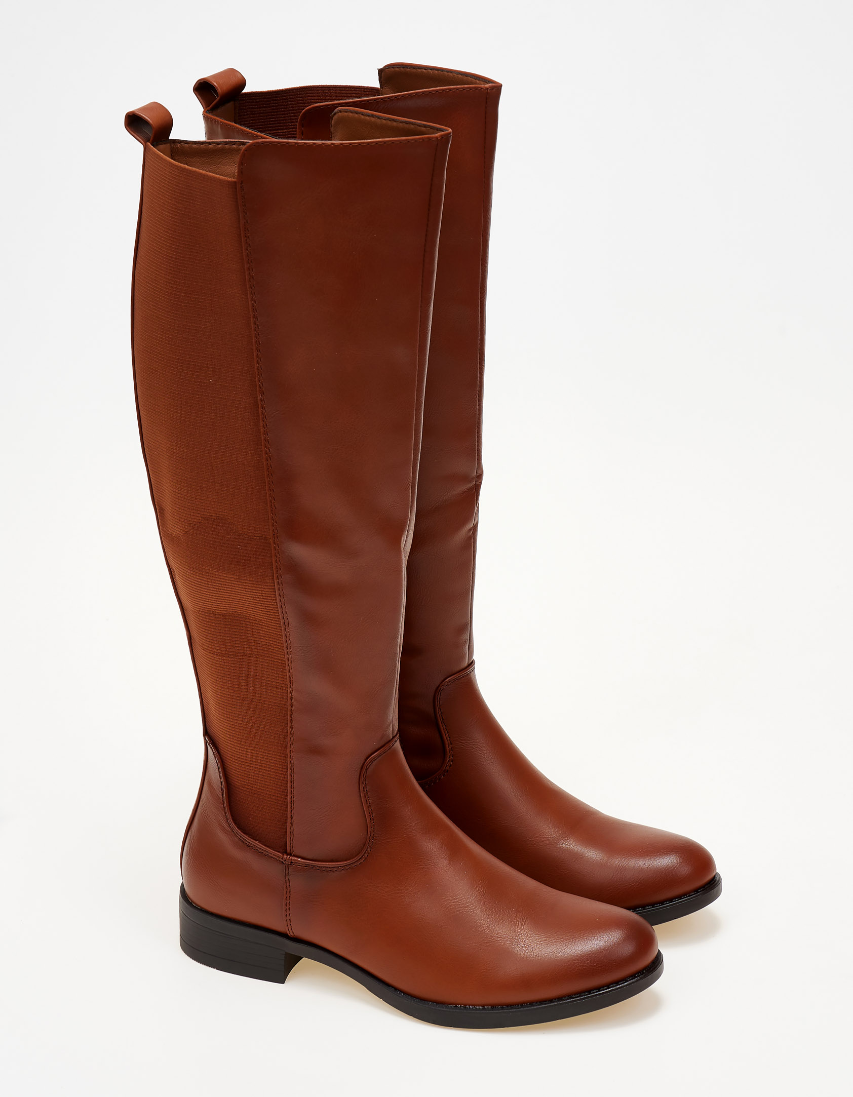 Μπότες σε στυλ ιππασίας με λάστιχο - Κάμελ