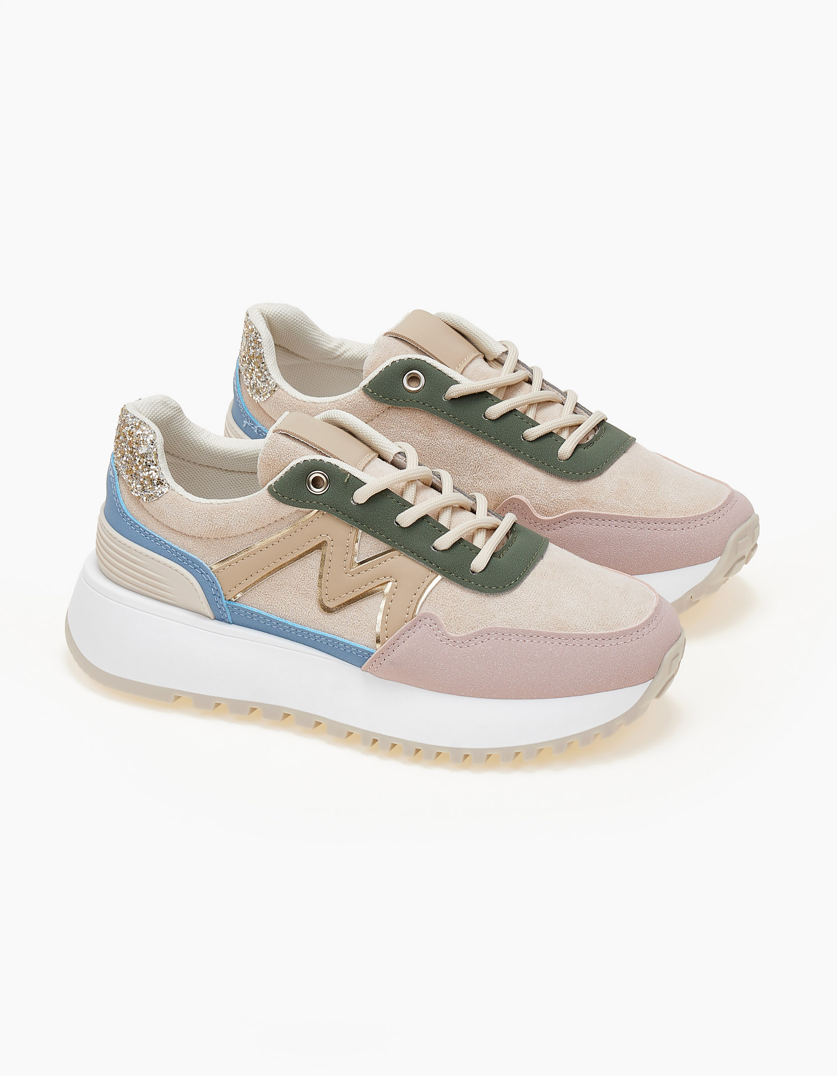 Sneakers με suede υφή - Ροζ