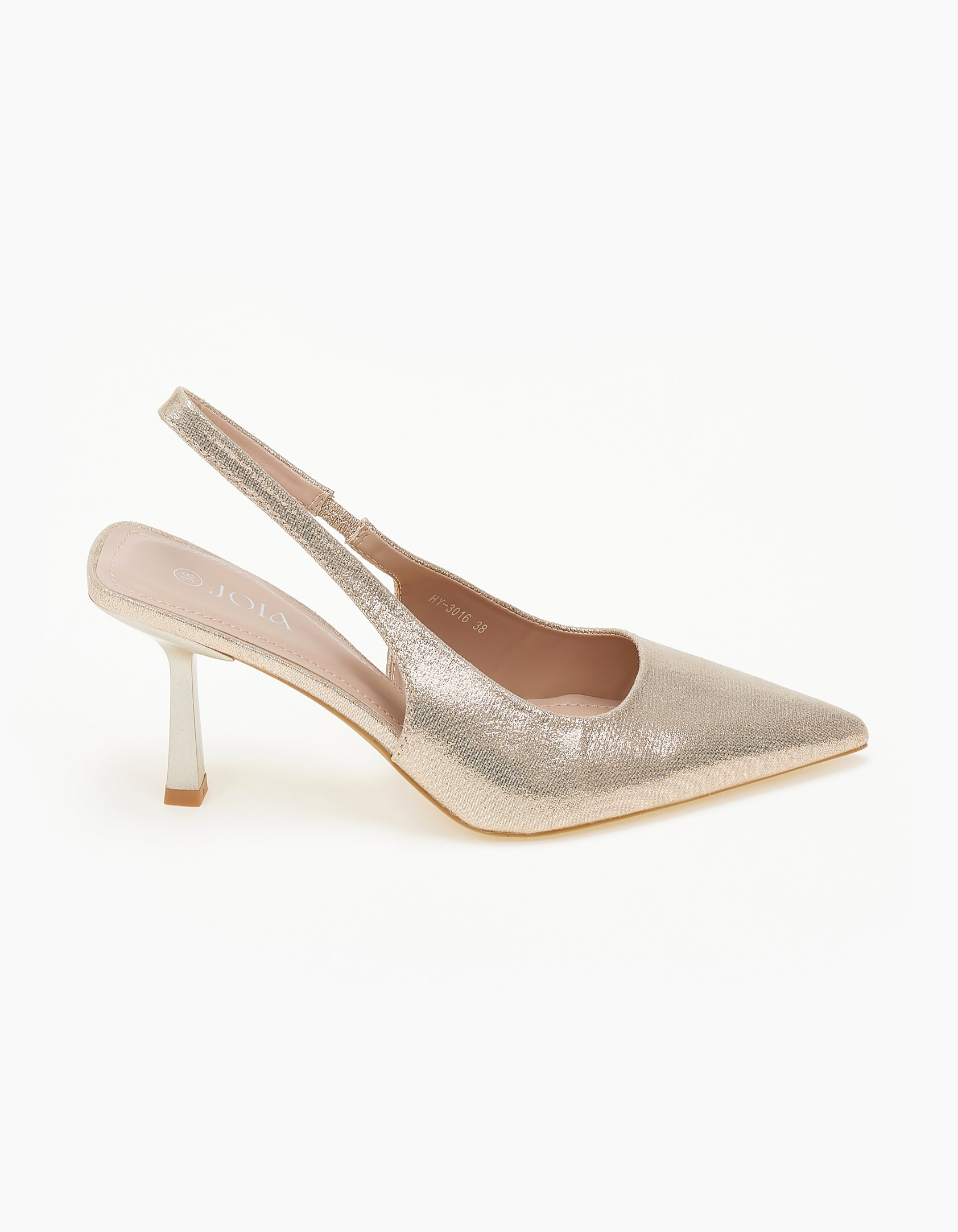 Issue Open heel μυτερές shiny γόβες με λεπτό τακούνι - Χρυσό