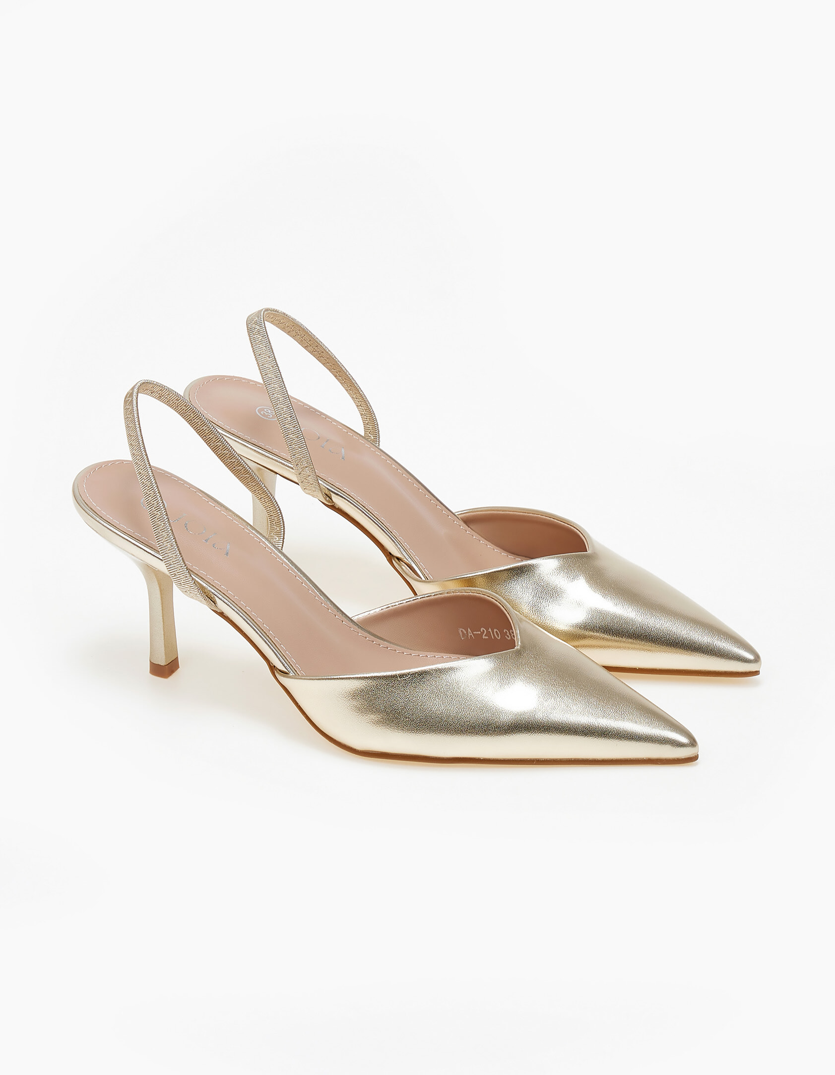 Slingback μυτερές γόβες - Χρυσό