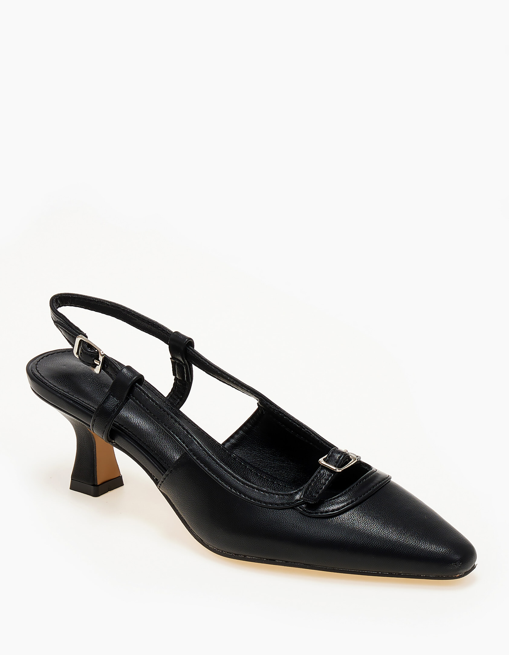 Slingback γόβες με λεπτομέρεια χρώματος - Μαύρο