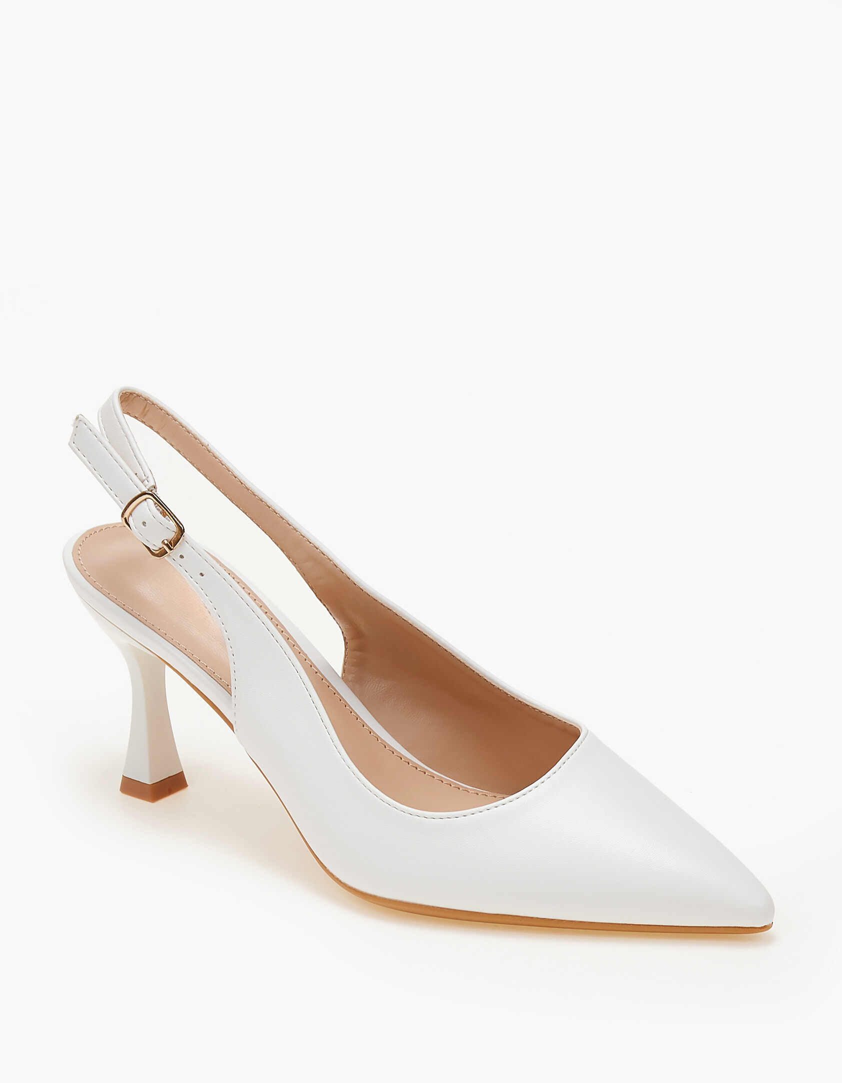 Mυτερές slingback γόβες - Λευκό φωτογραφία