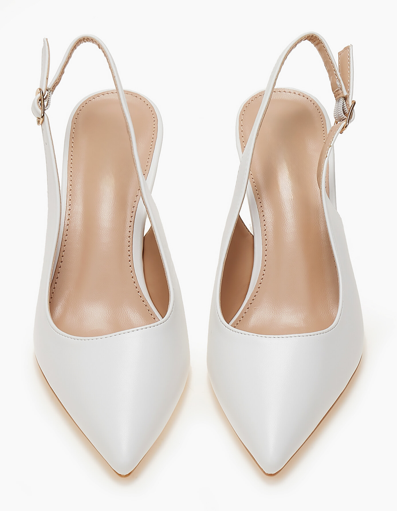 Mυτερές slingback γόβες - Λευκό φωτογραφία