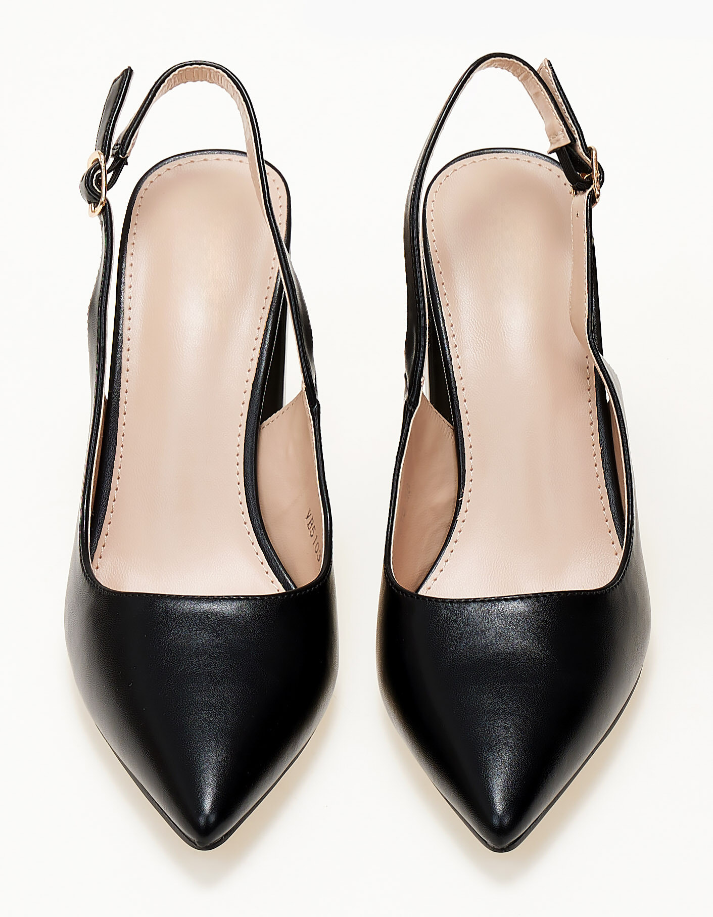 Open heel μυτερές γόβες με χοντρό τακούνι - Μαύρο φωτογραφία