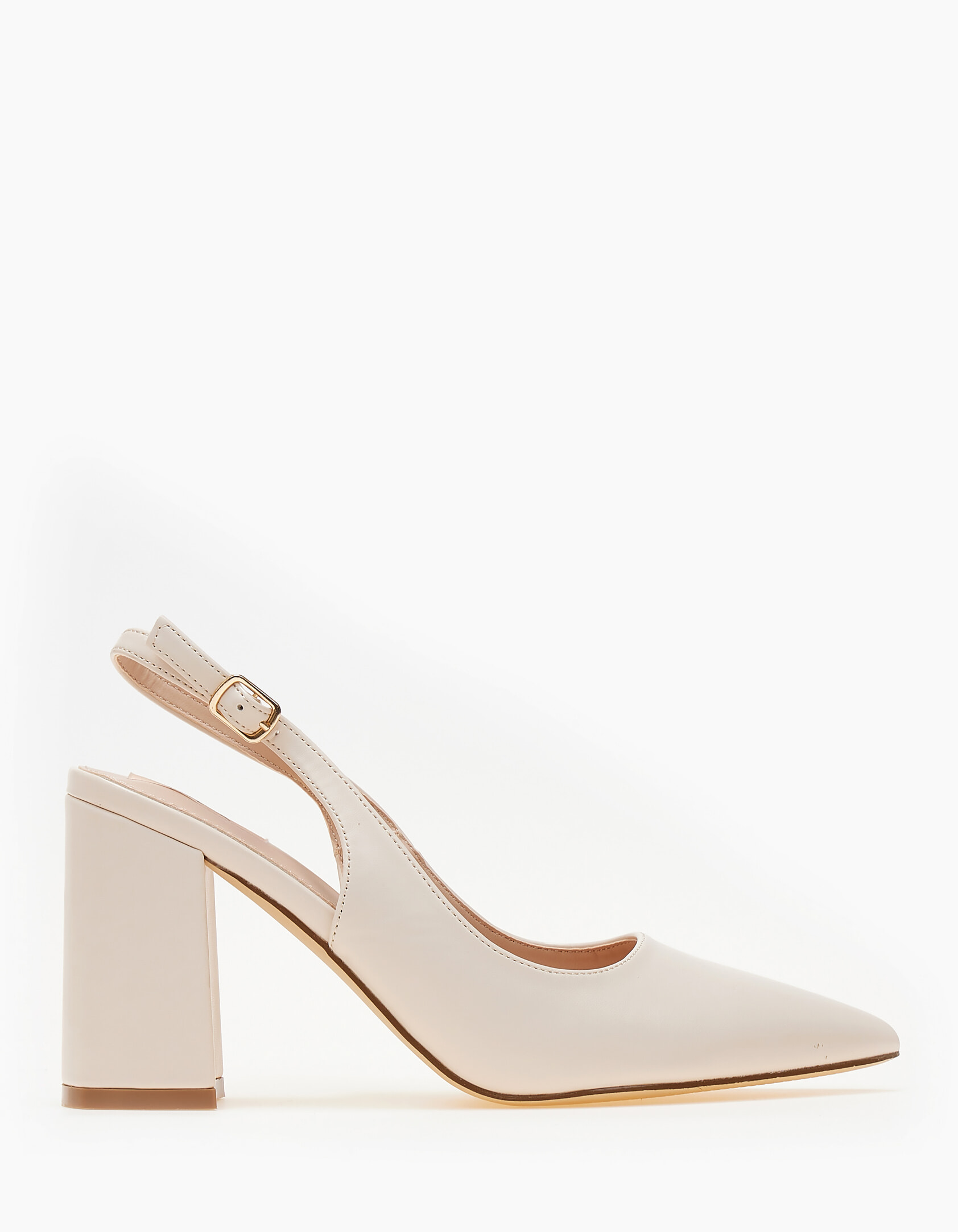 Issue Open heel μυτερές γόβες με χοντρό τακούνι - Μπεζ