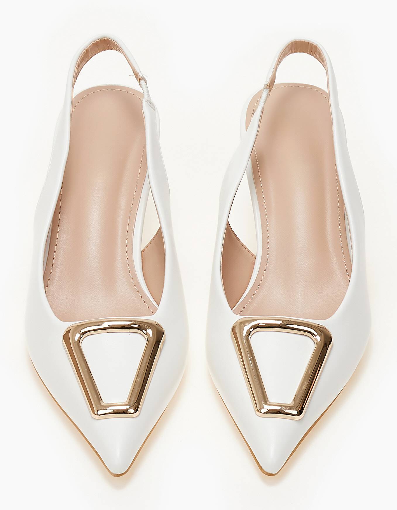 Slingback γόβες με μεταλλική λεπτομέρεια - Λευκό