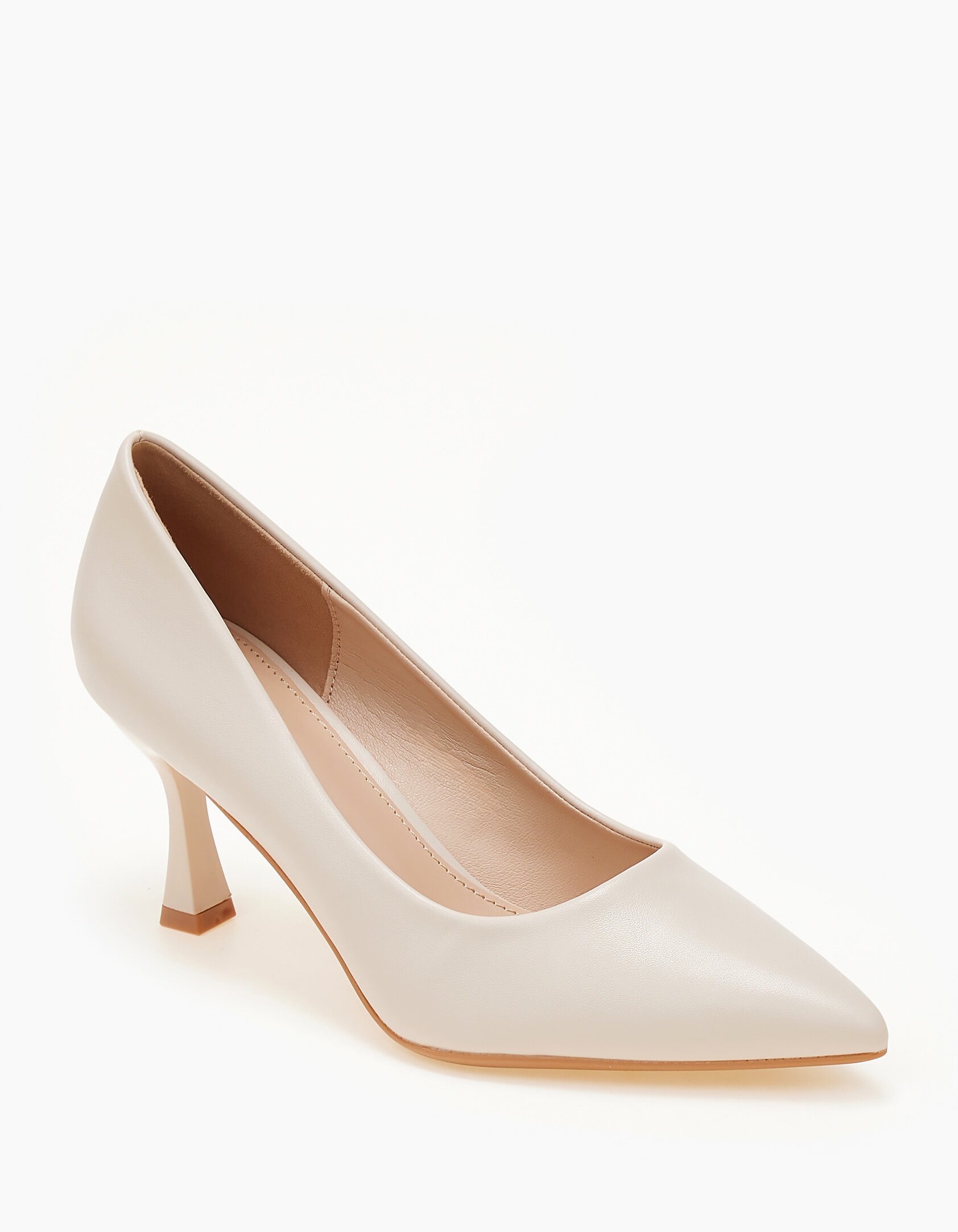 Μυτερές γόβες με λεπτό τακούνι - Μπεζ φωτογραφία