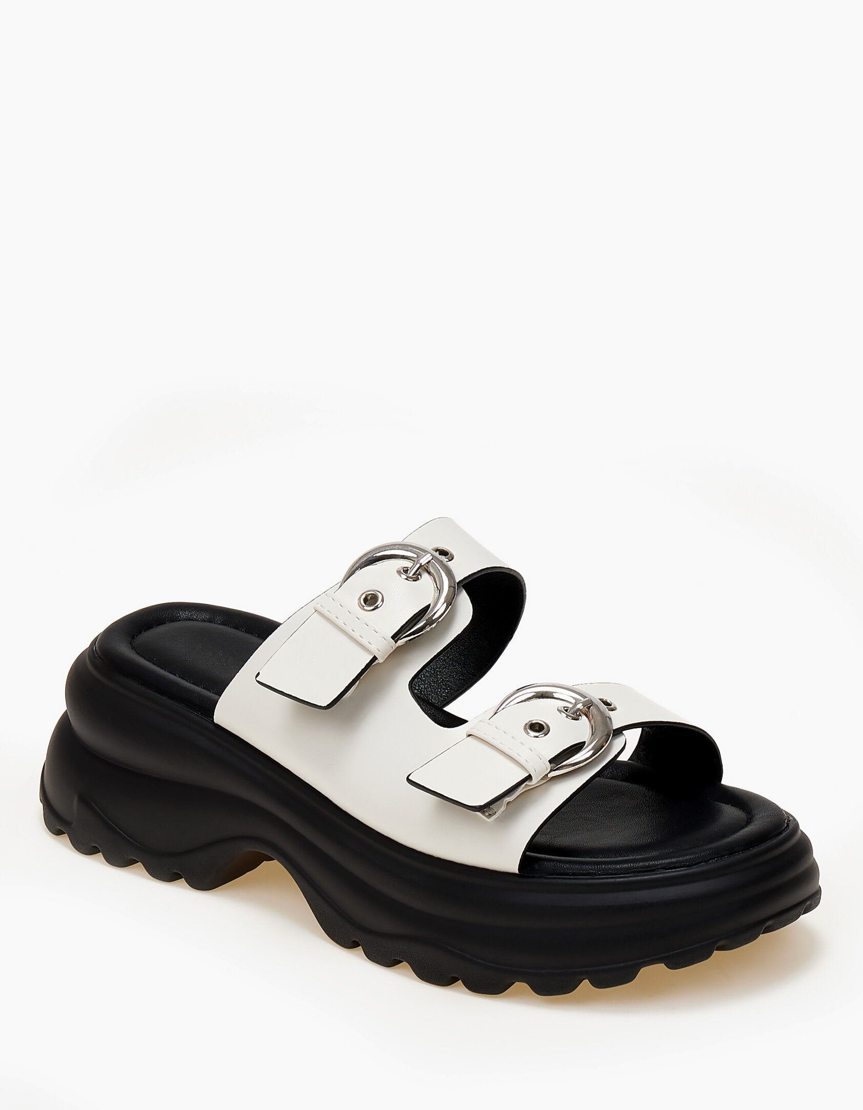 Σανδάλια chunky με αγκράφες - Λευκό