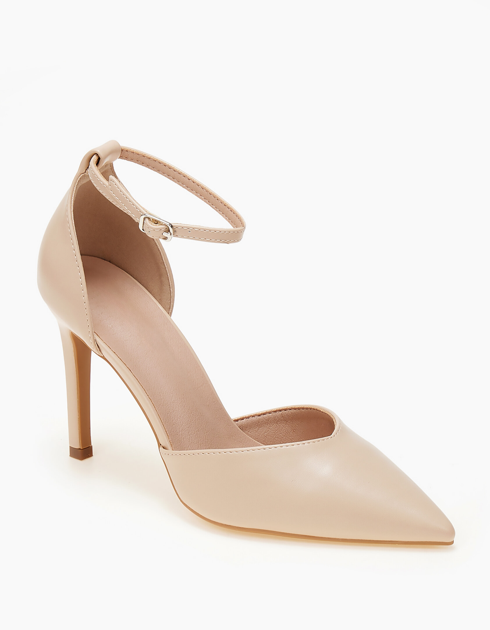 Γόβες μυτερές με μπαρέτα - Μπεζ φωτογραφία