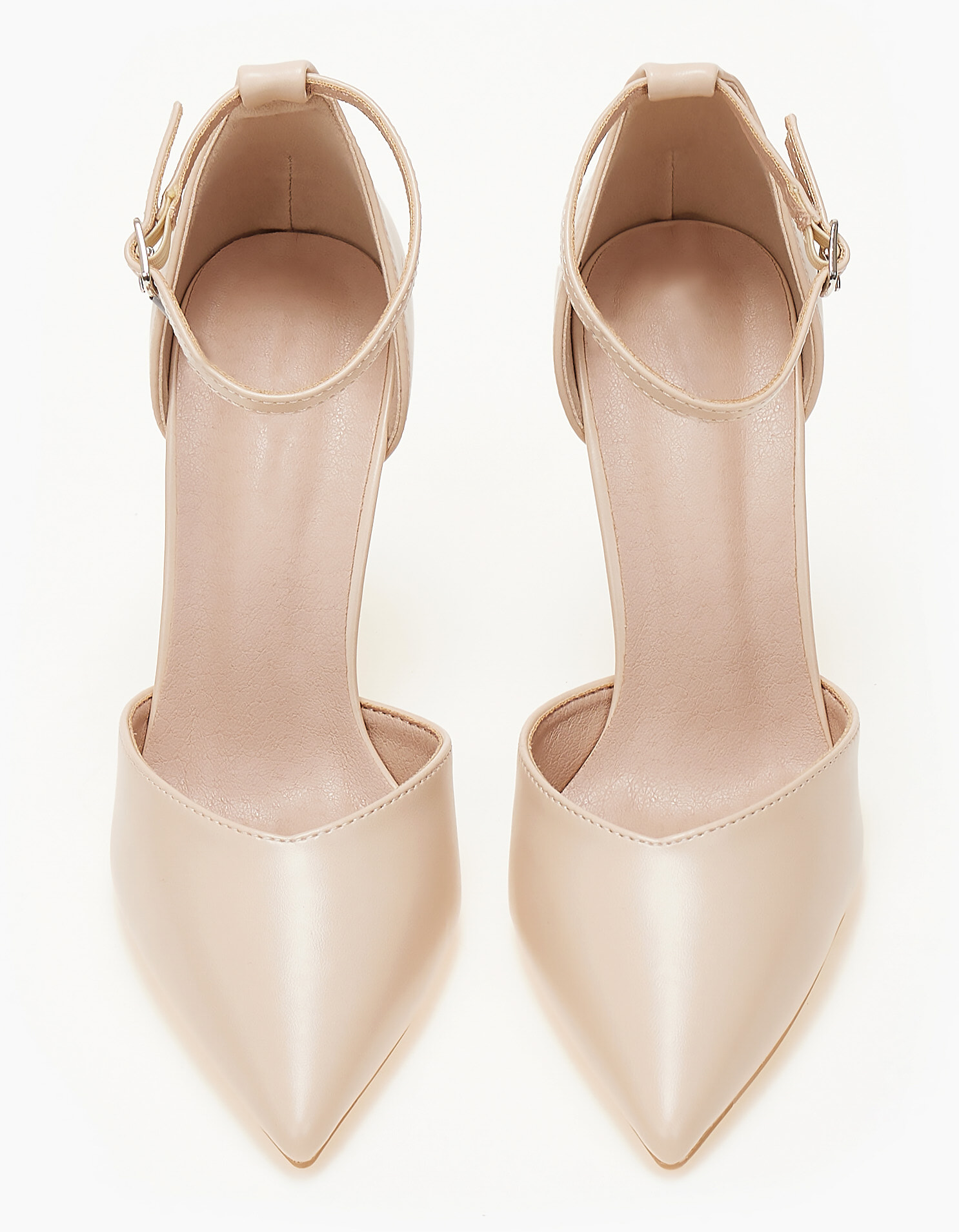 Γόβες μυτερές με μπαρέτα - Μπεζ φωτογραφία