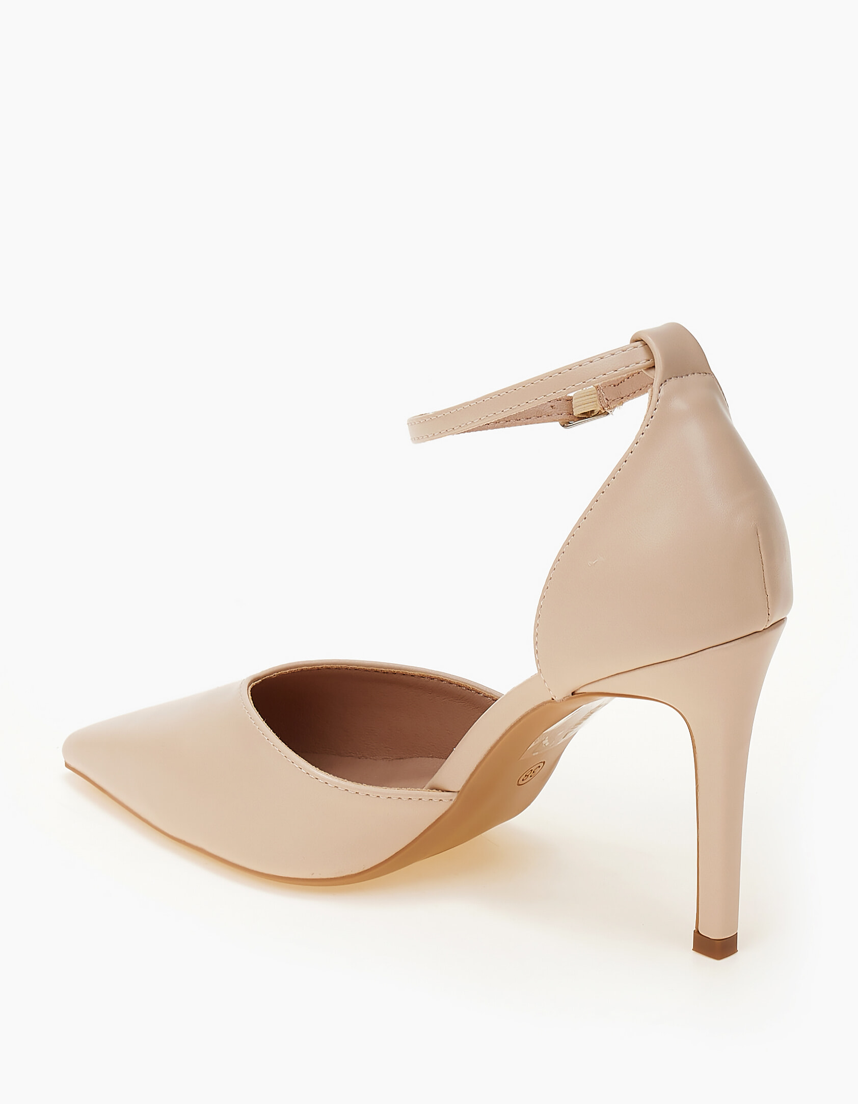 Γόβες μυτερές με μπαρέτα - Μπεζ φωτογραφία