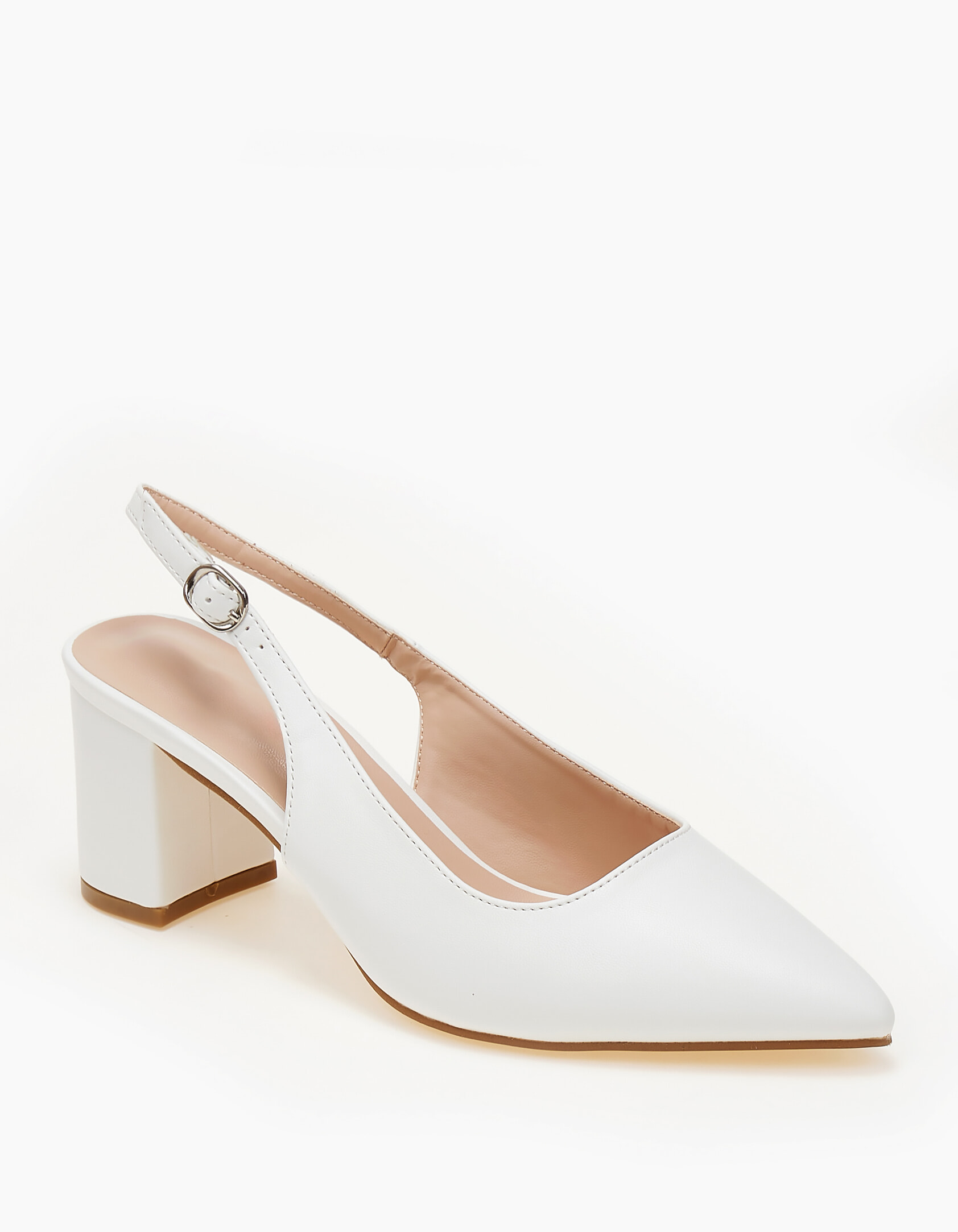 Issue Open heel μυτερές γόβες με χοντρό τακούνι - Λευκό