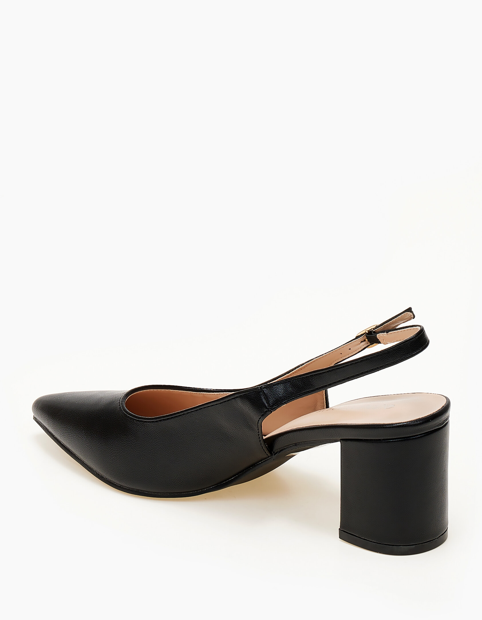 Open heel μυτερές γόβες με χοντρό τακούνι - Μαύρο φωτογραφία