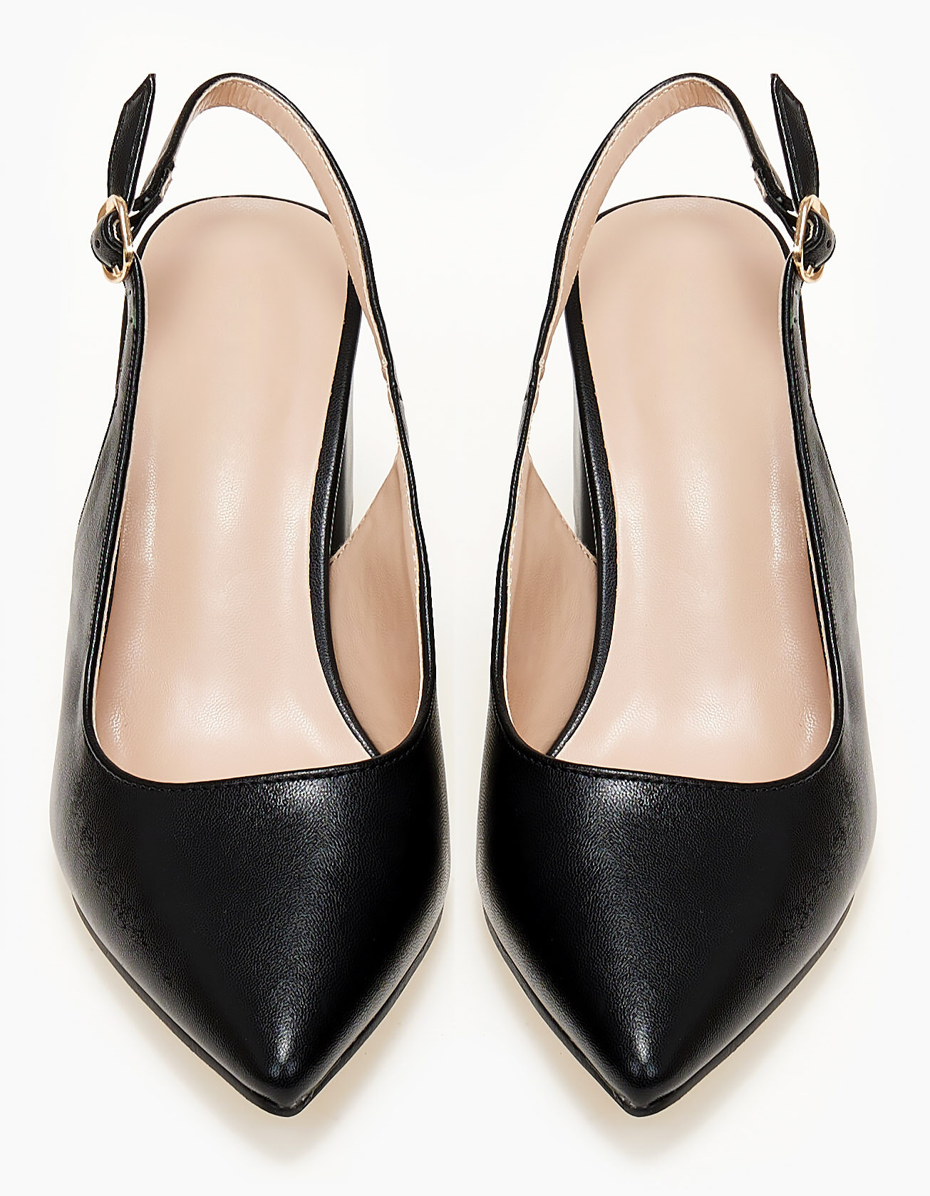 Open heel μυτερές γόβες με χοντρό τακούνι - Μαύρο φωτογραφία