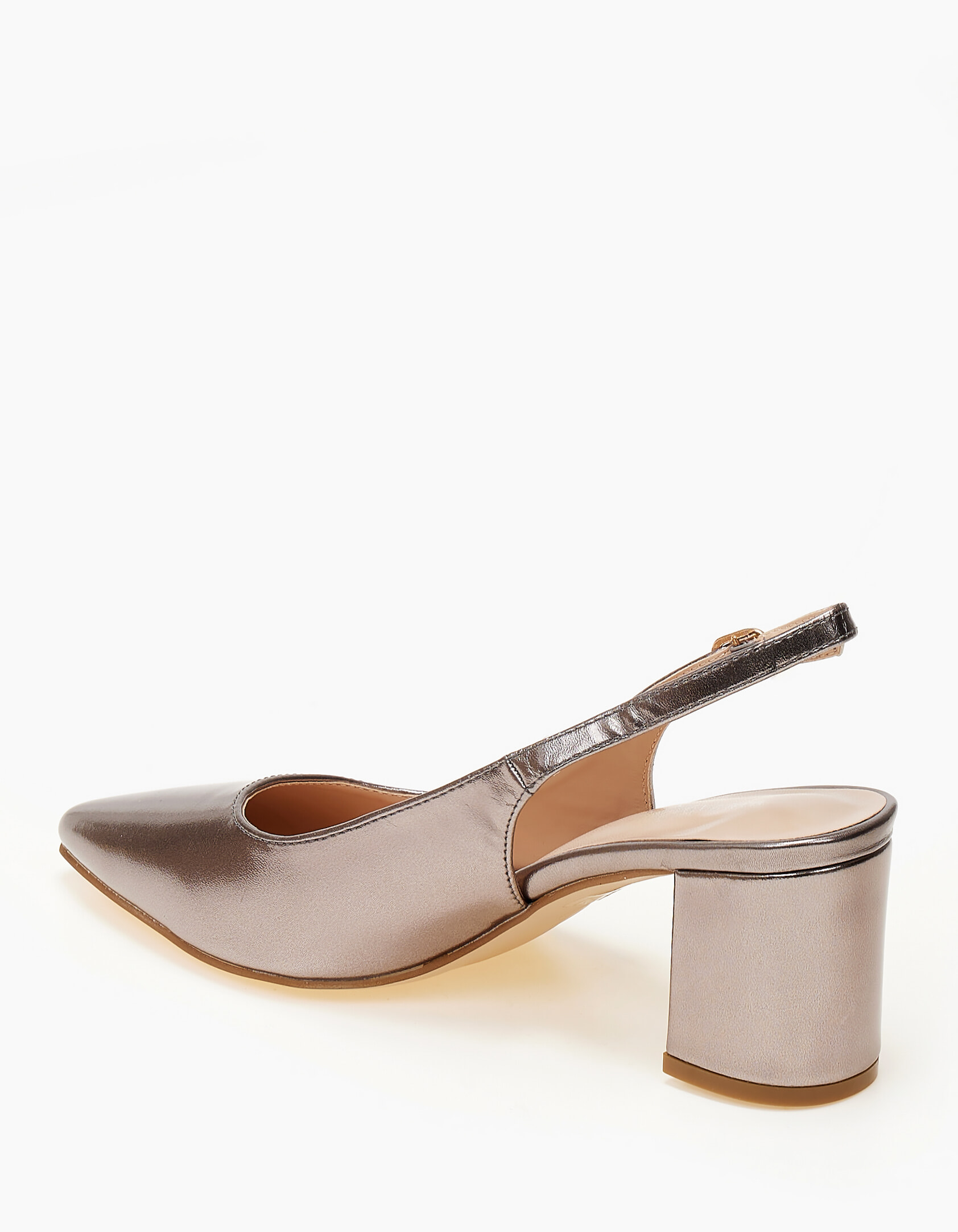 Open heel μυτερές γόβες με χοντρό τακούνι - Γκρι φωτογραφία