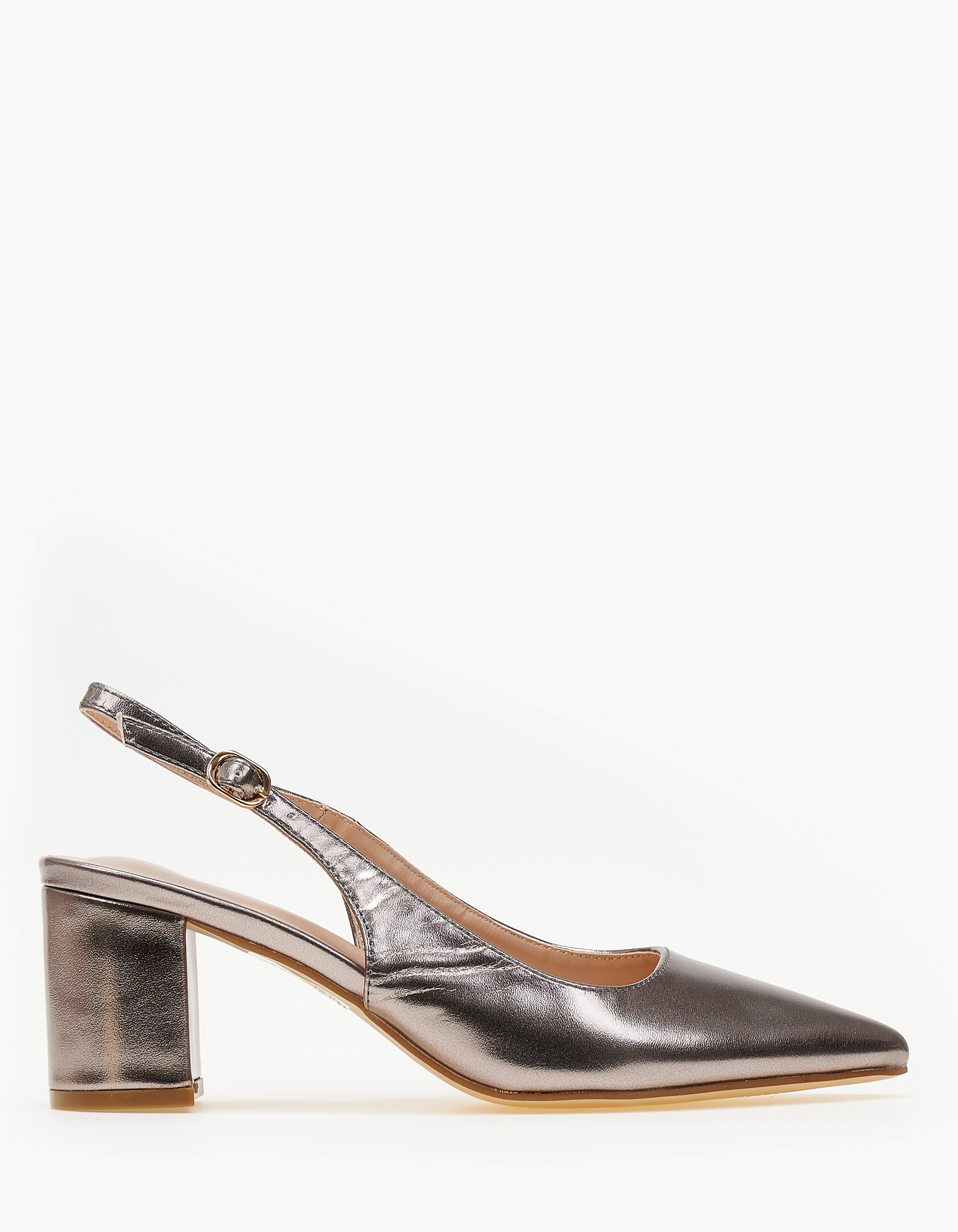 Issue -  Open heel μυτερές γόβες με χοντρό τακούνι - Γκρι