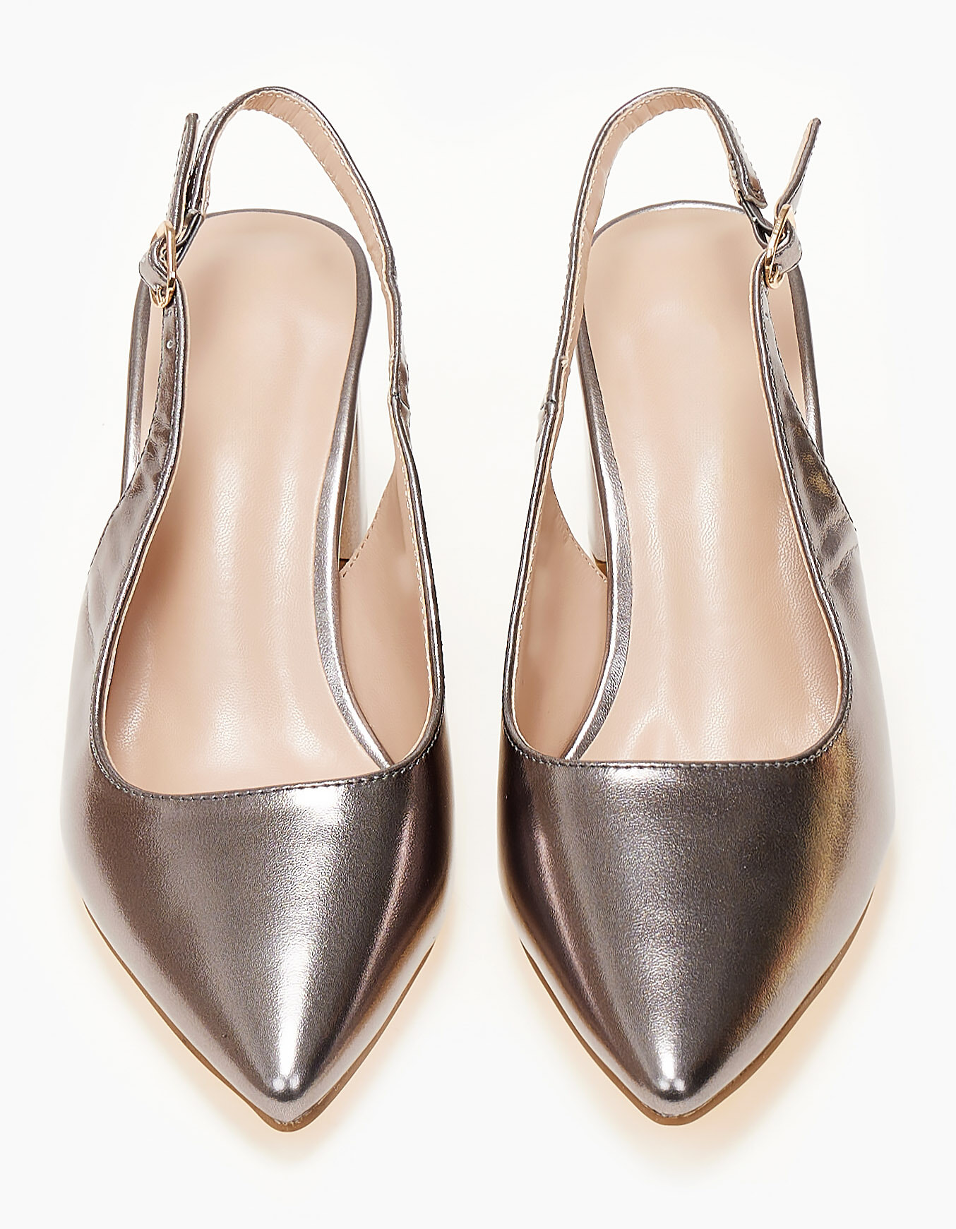 Open heel μυτερές γόβες με χοντρό τακούνι - Γκρι φωτογραφία