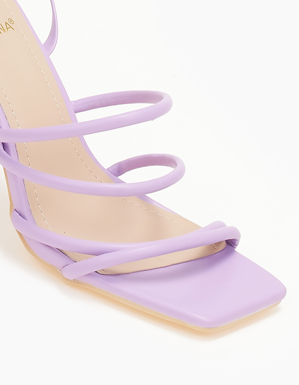 Ψηλά πέδιλα με χοντρό τακούνι - Μωβ φωτογραφία