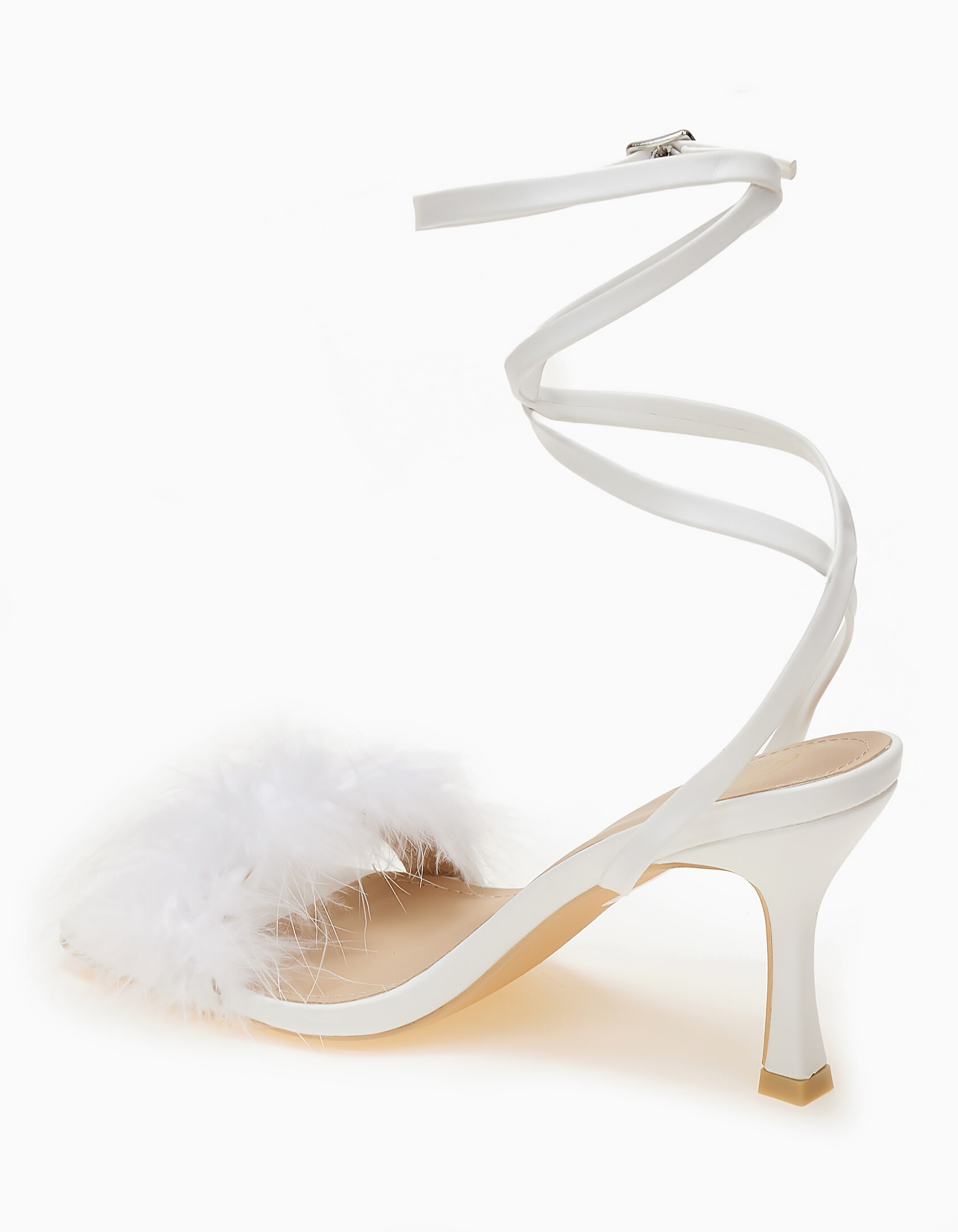 Γυναικεία fur πέδιλα - Λευκό φωτογραφία