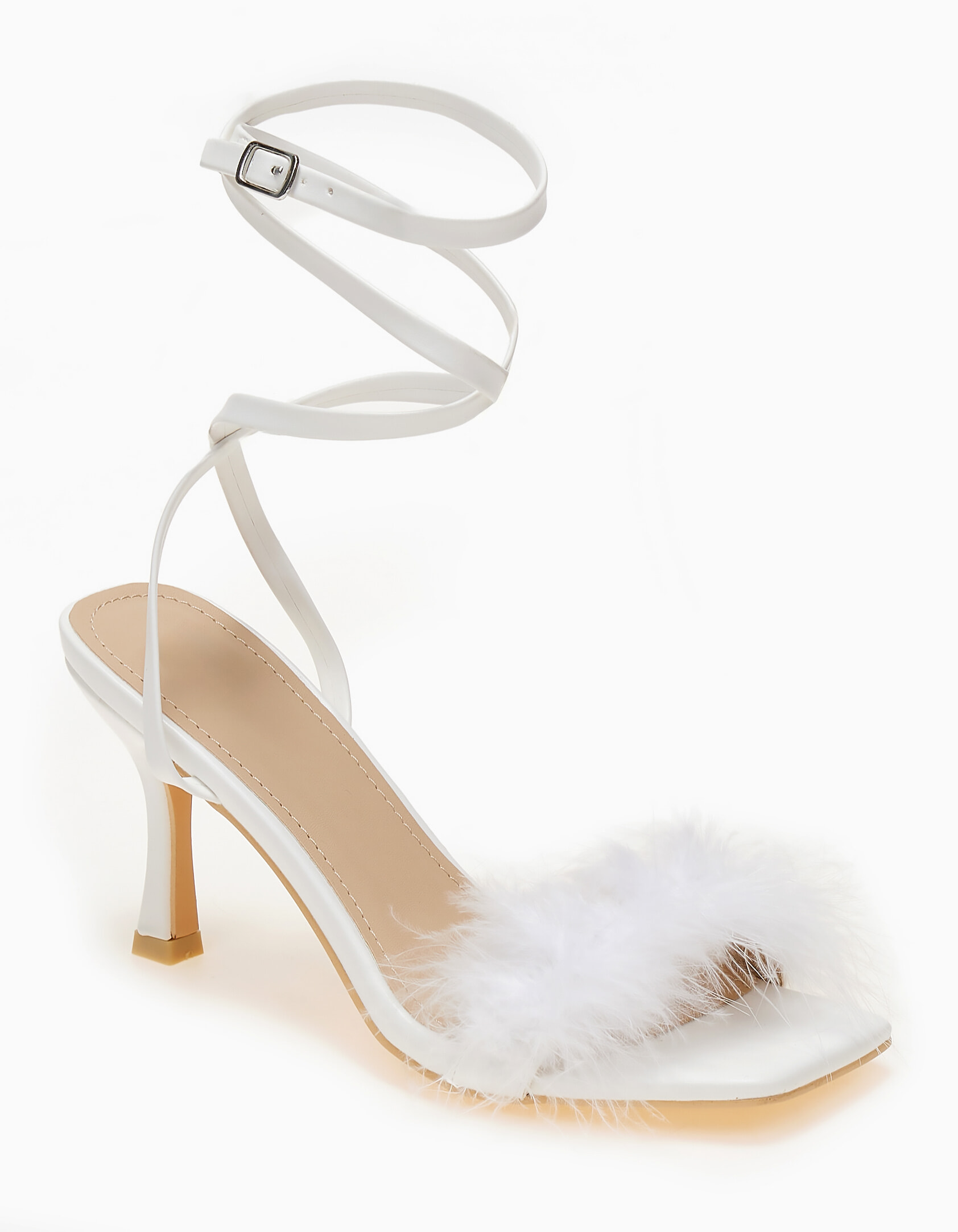 Γυναικεία fur πέδιλα - Λευκό φωτογραφία