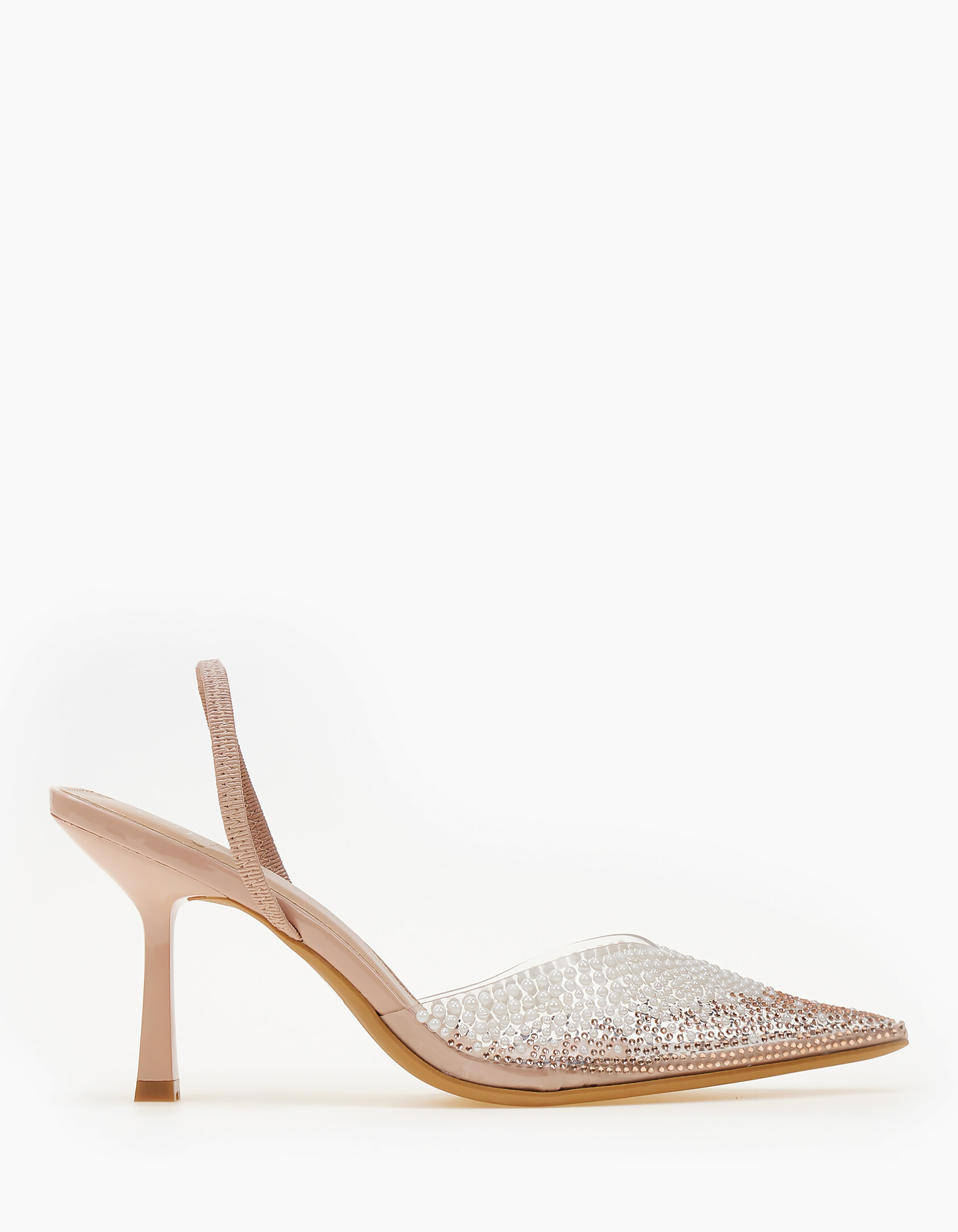 Issue Ψηλές γόβες με διαφάνεια και strass - Μπεζ