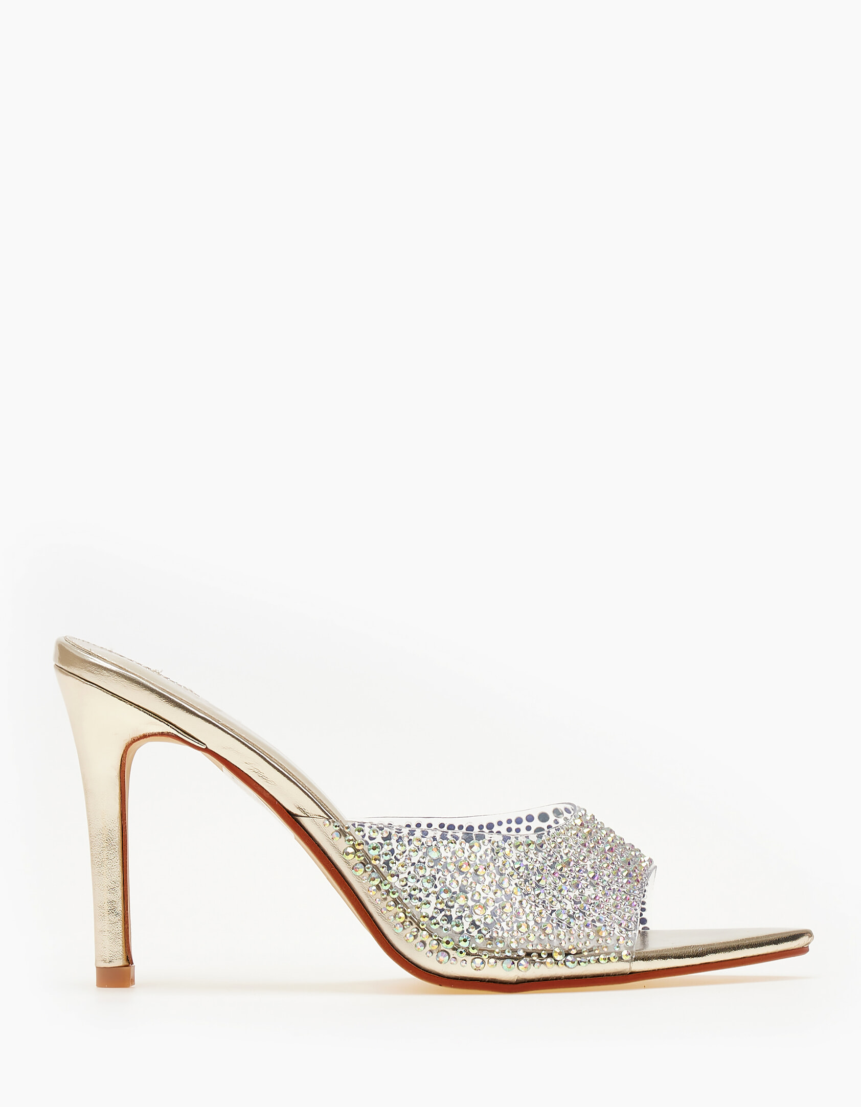 Mules με διαφάνεια και strass - Χρυσό φωτογραφία