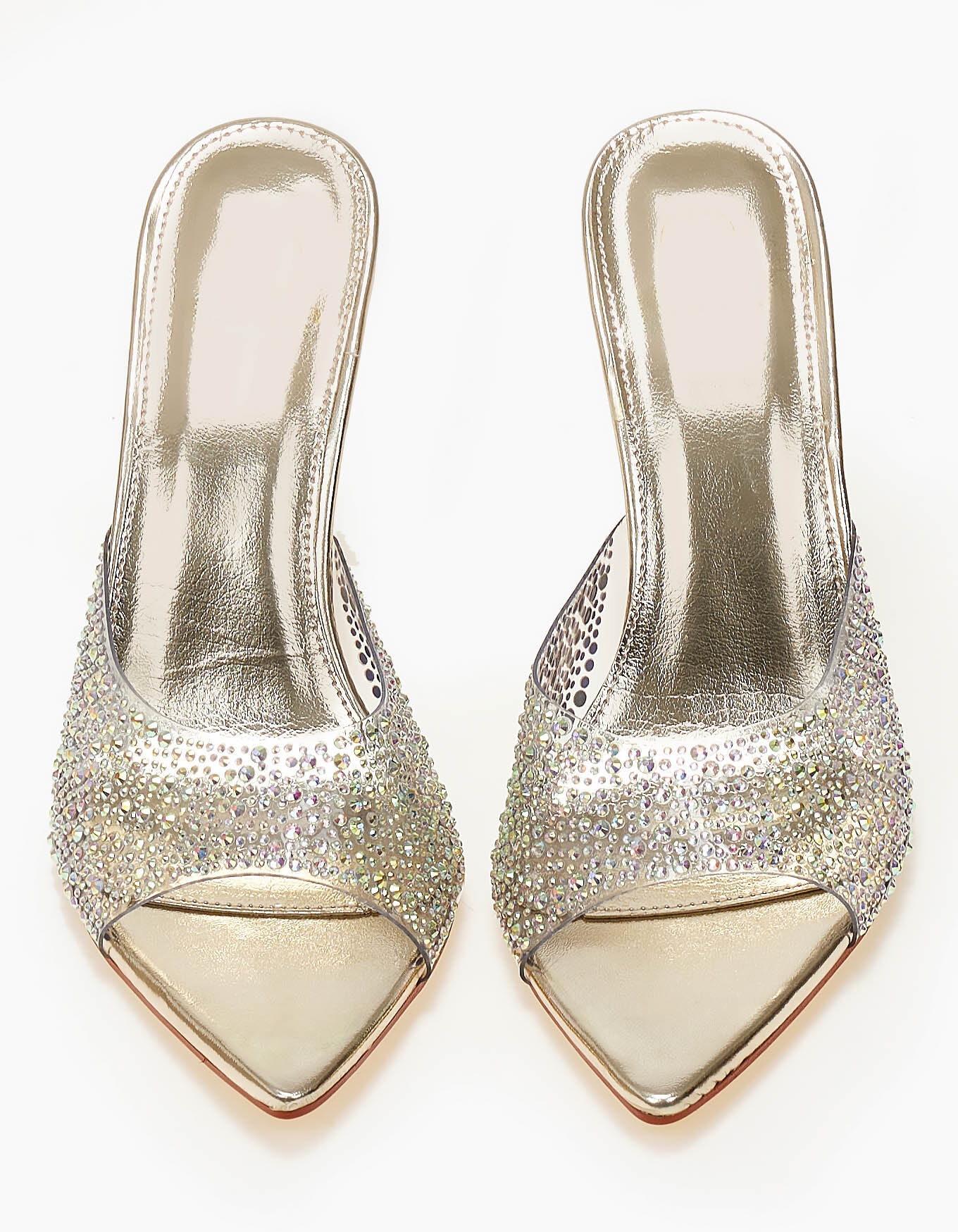 Mules με διαφάνεια και strass - Χρυσό φωτογραφία