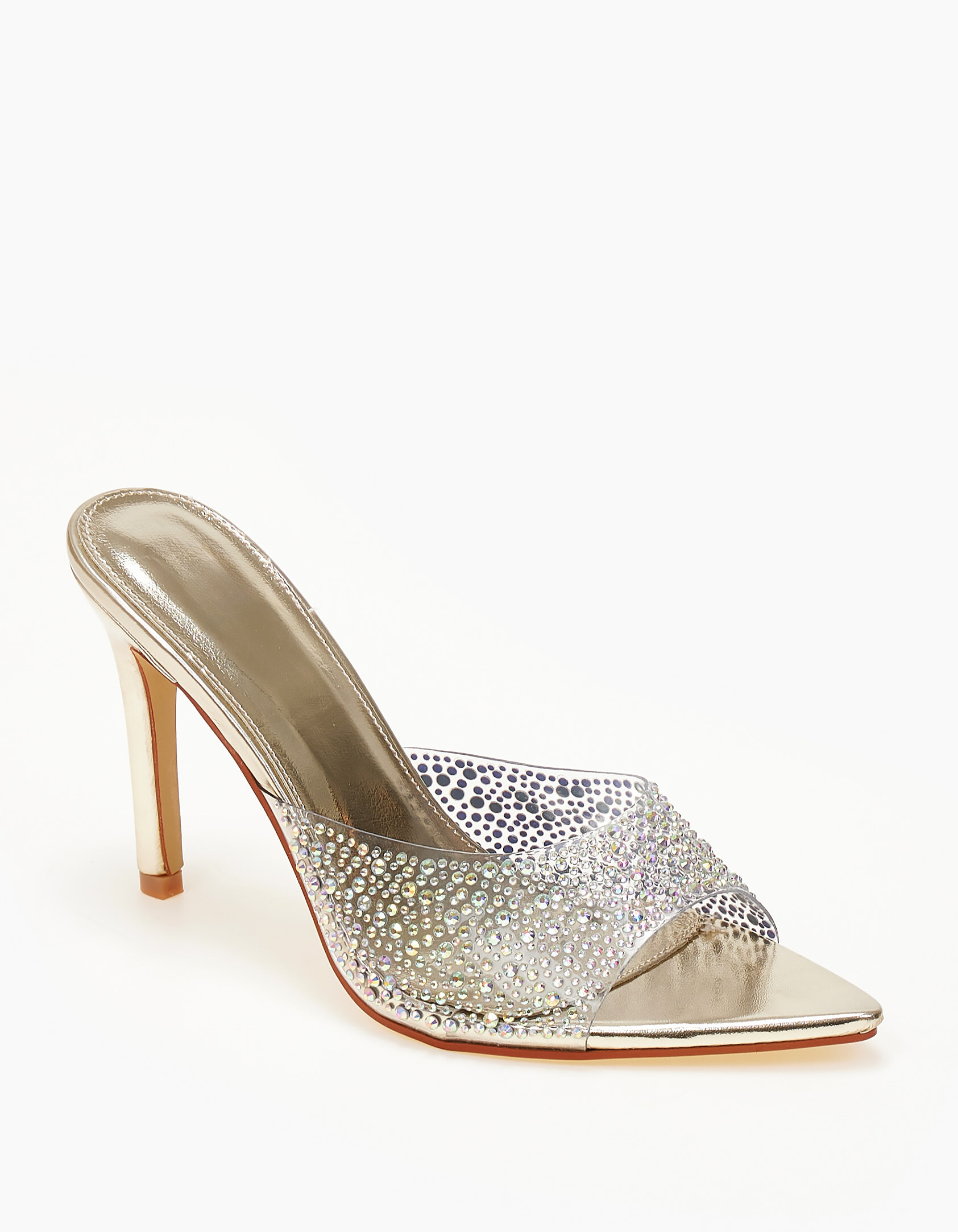 Issue Mules με διαφάνεια και strass - Χρυσό