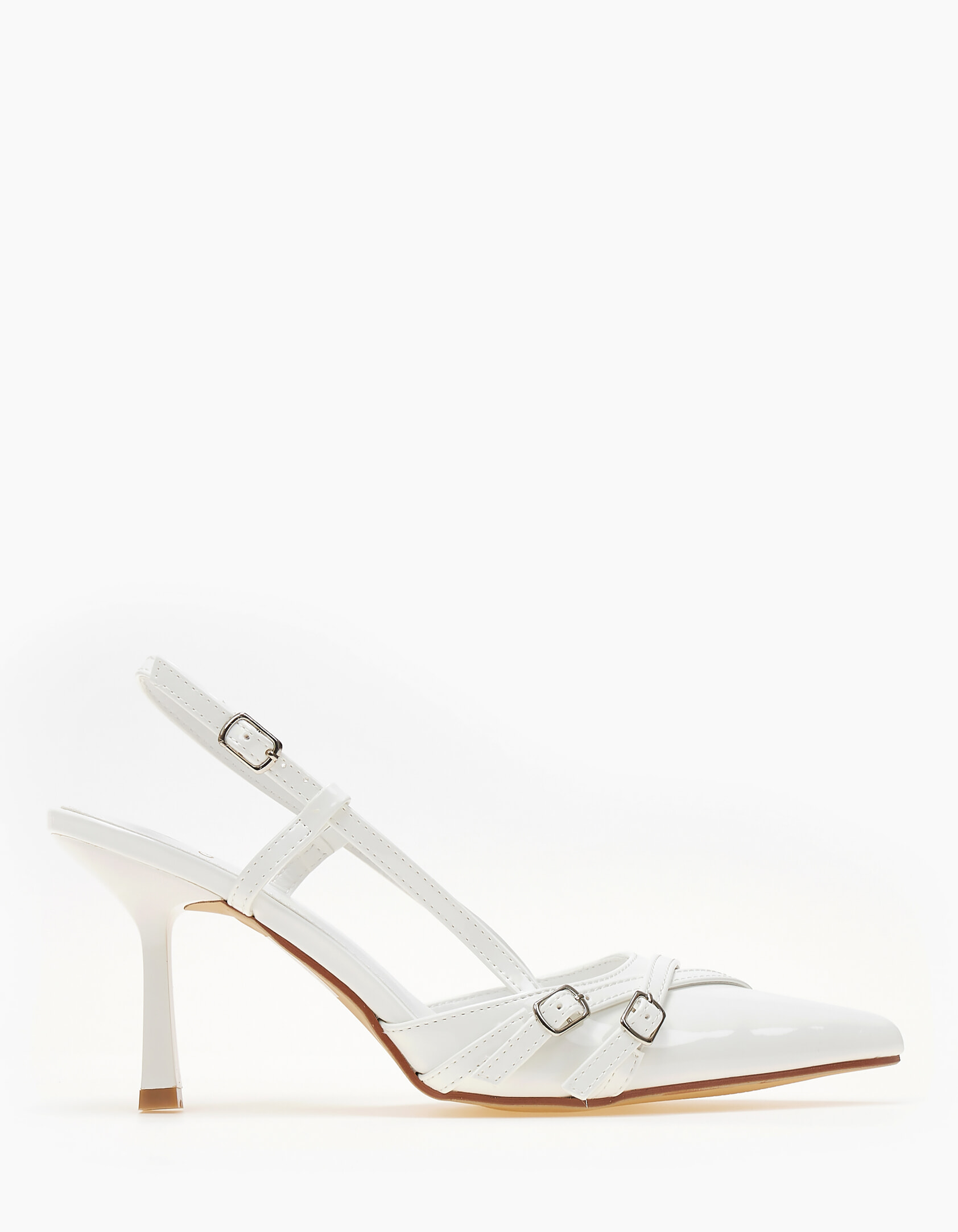 Γόβες slingback με χιαστί λουράκια - Λευκό