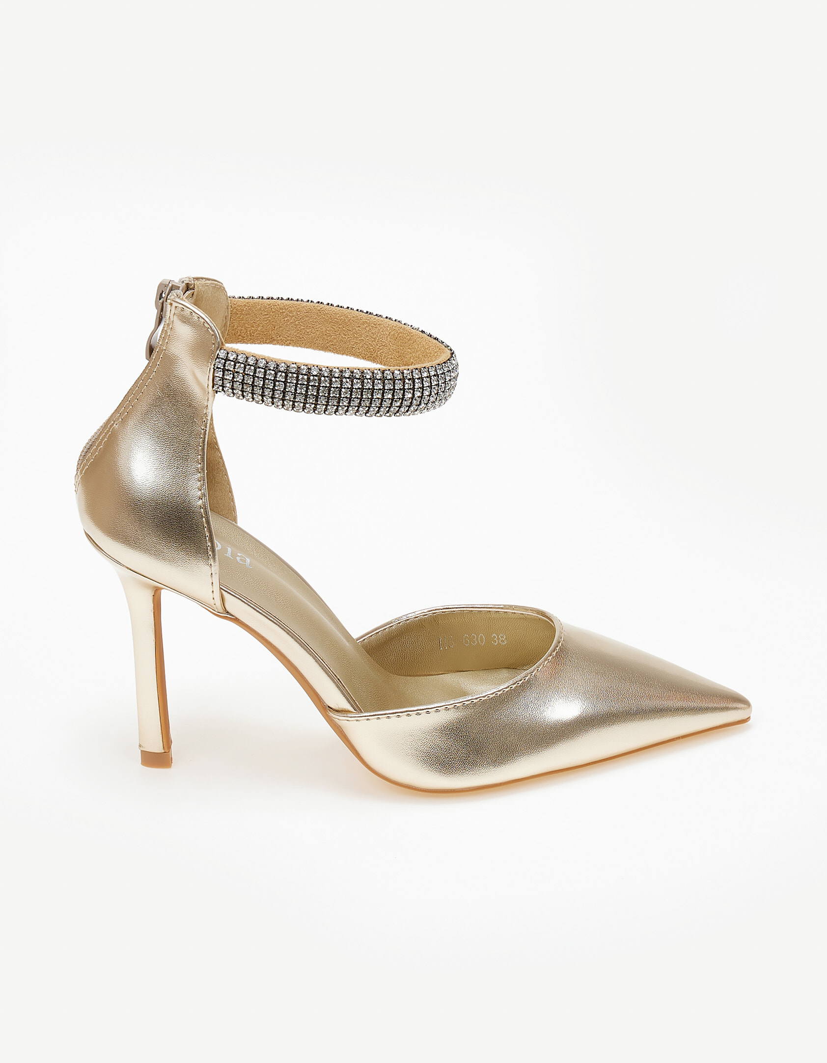 Issue Ψηλές γόβες με λουράκι στράς - Χρυσό