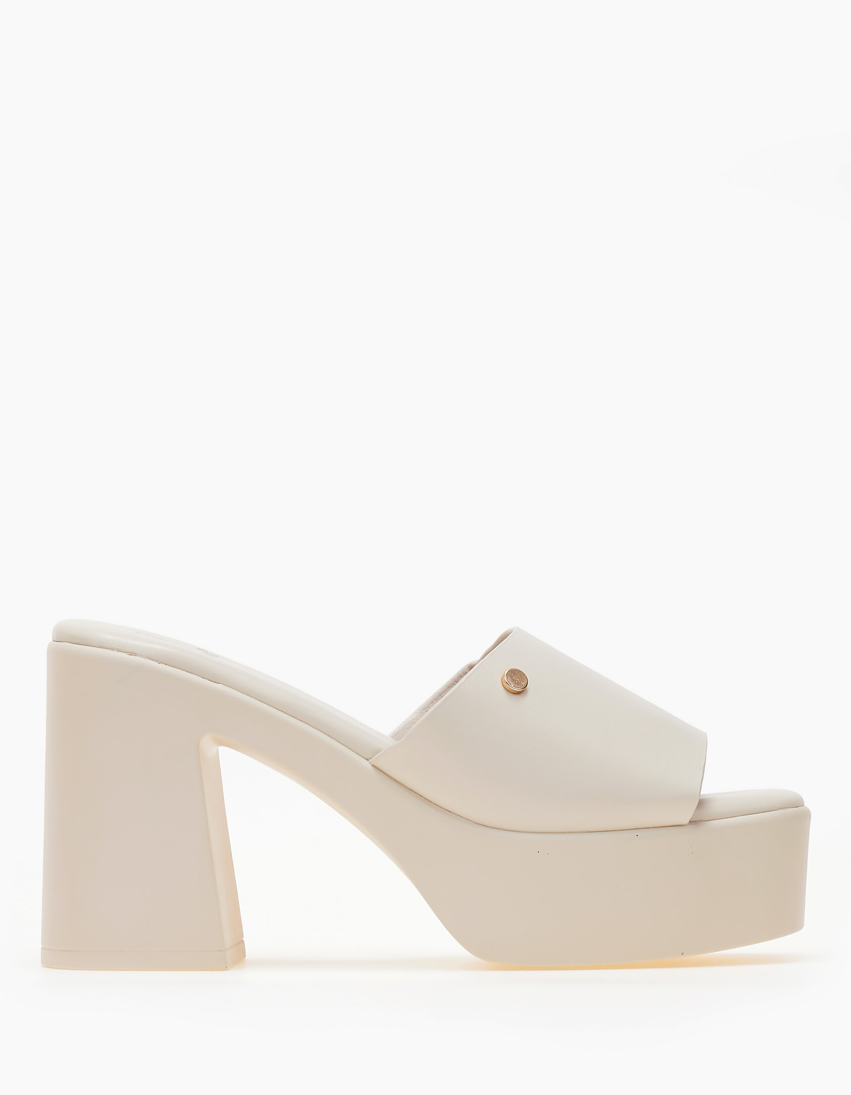 Τσόκαρα με χοντρό τακούνι και φιάπα - Μπεζ