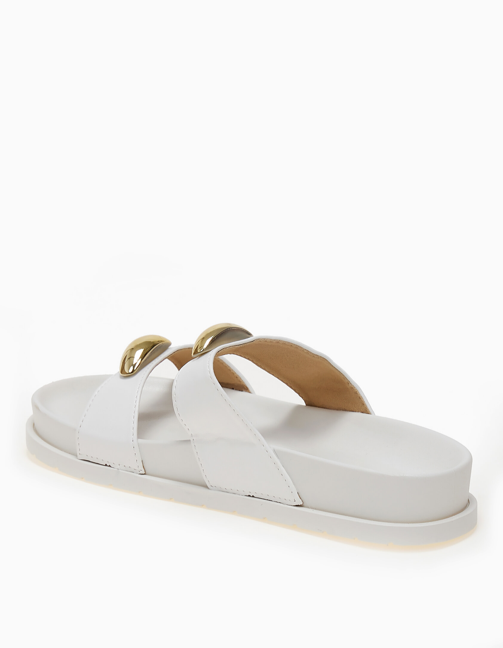 Σανδάλια flatform με μεταλλικές λεπτομέρειες - Λευκό φωτογραφία
