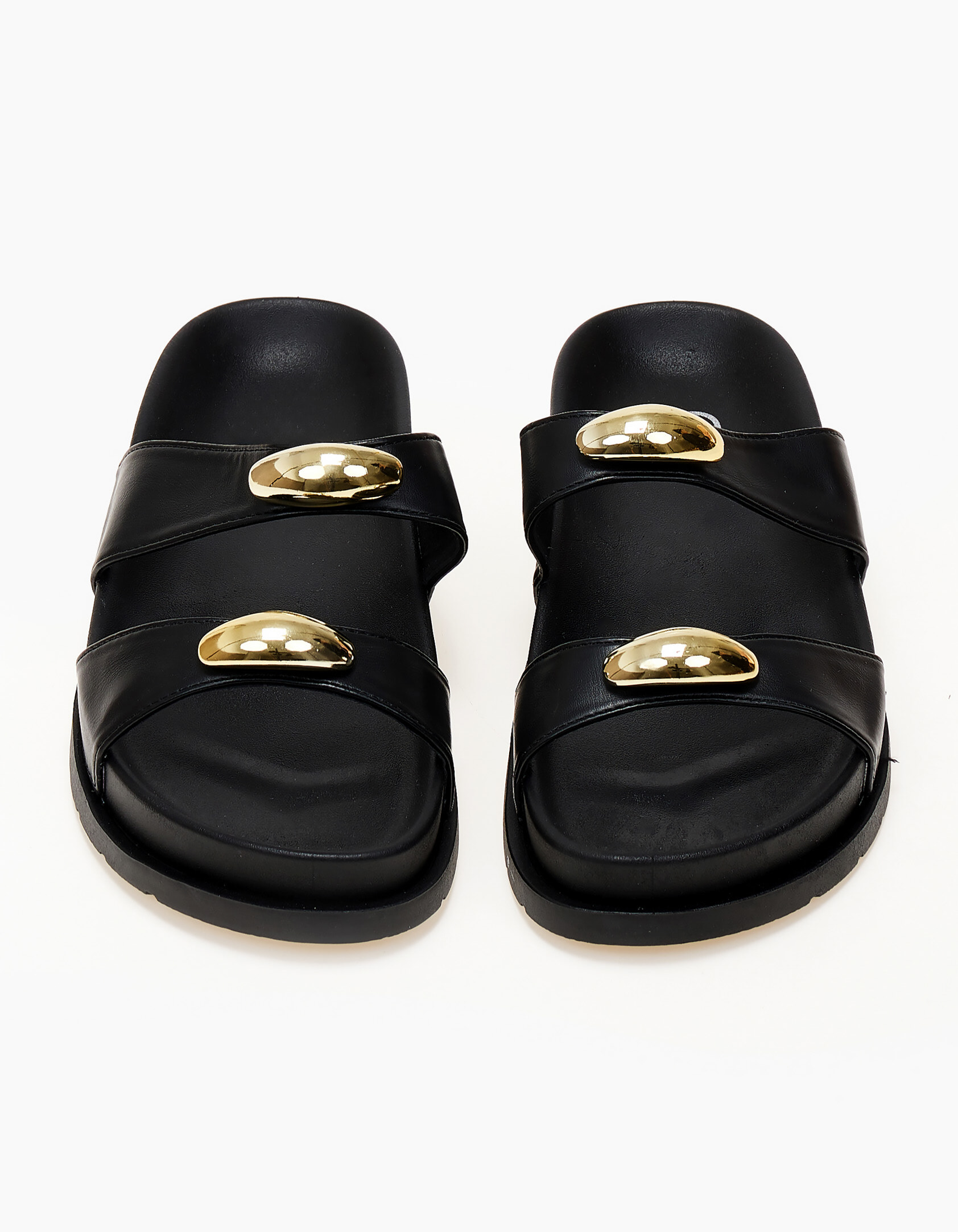 Σανδάλια flatform με μεταλλικές λεπτομέρειες - Μαύρο φωτογραφία