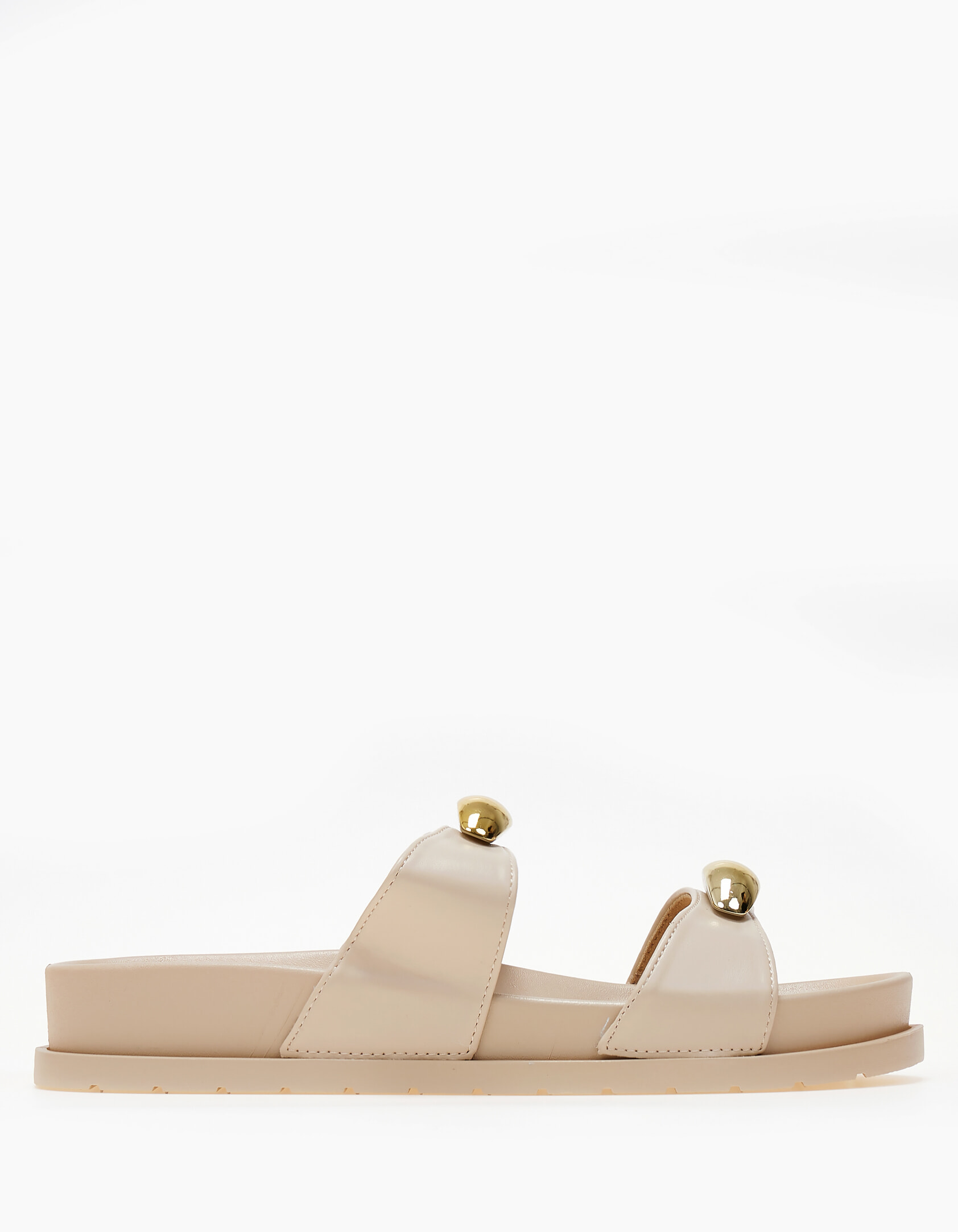 Σανδάλια flatform με μεταλλικές λεπτομέρειες - Μπεζ φωτογραφία