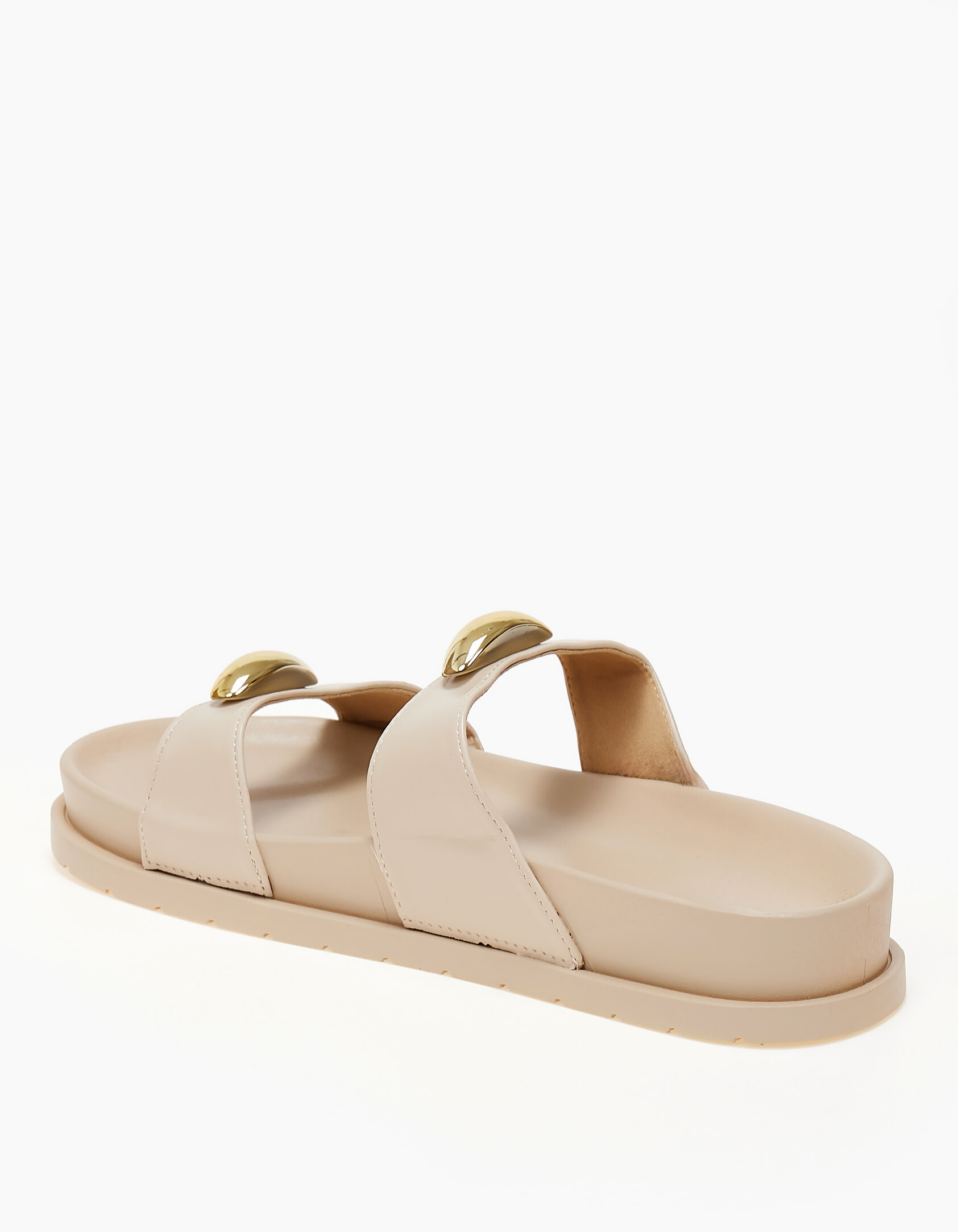 Σανδάλια flatform με μεταλλικές λεπτομέρειες - Μπεζ φωτογραφία
