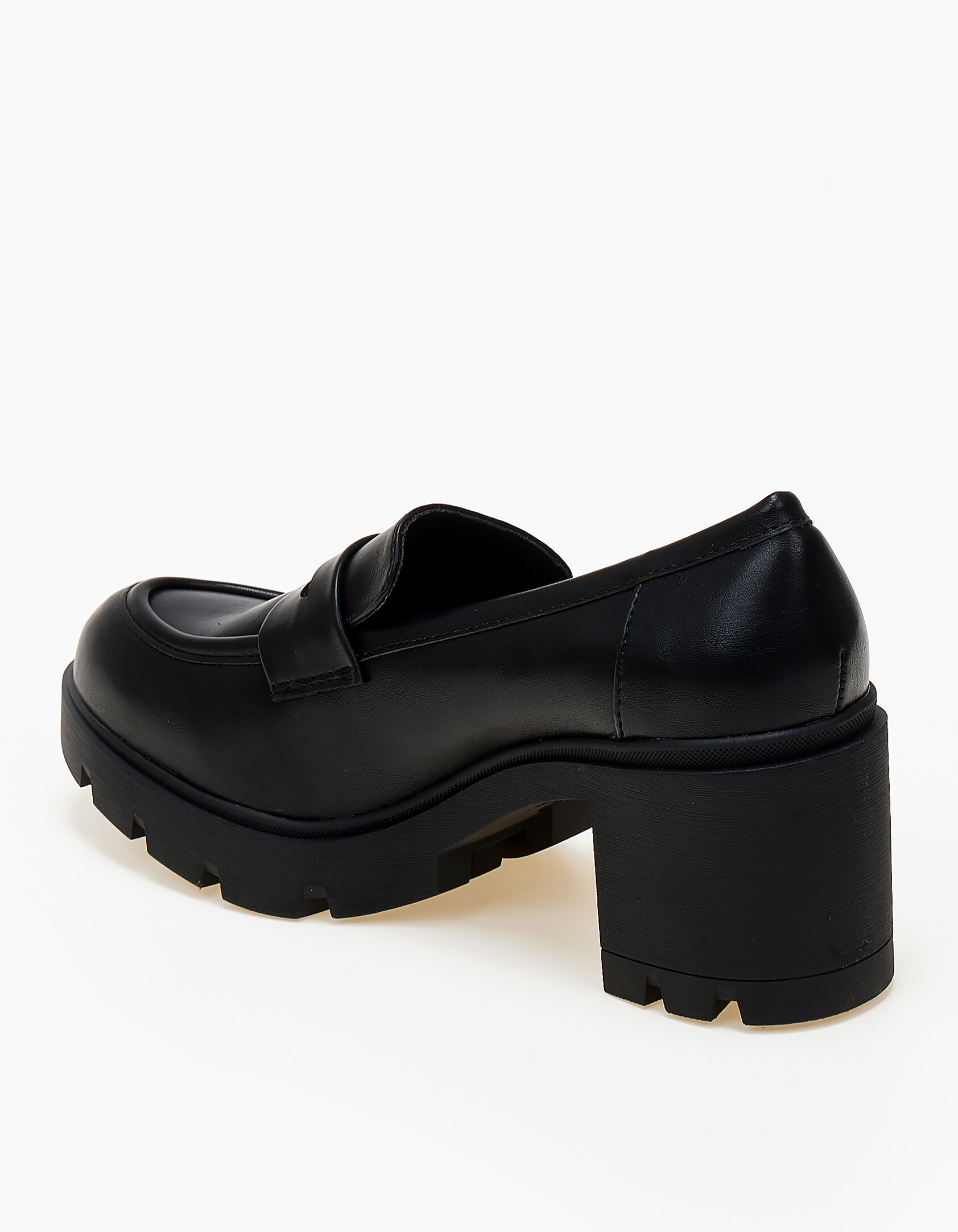 Γυναικεία loafers με ψηλό τακούνι - Μαύρο φωτογραφία