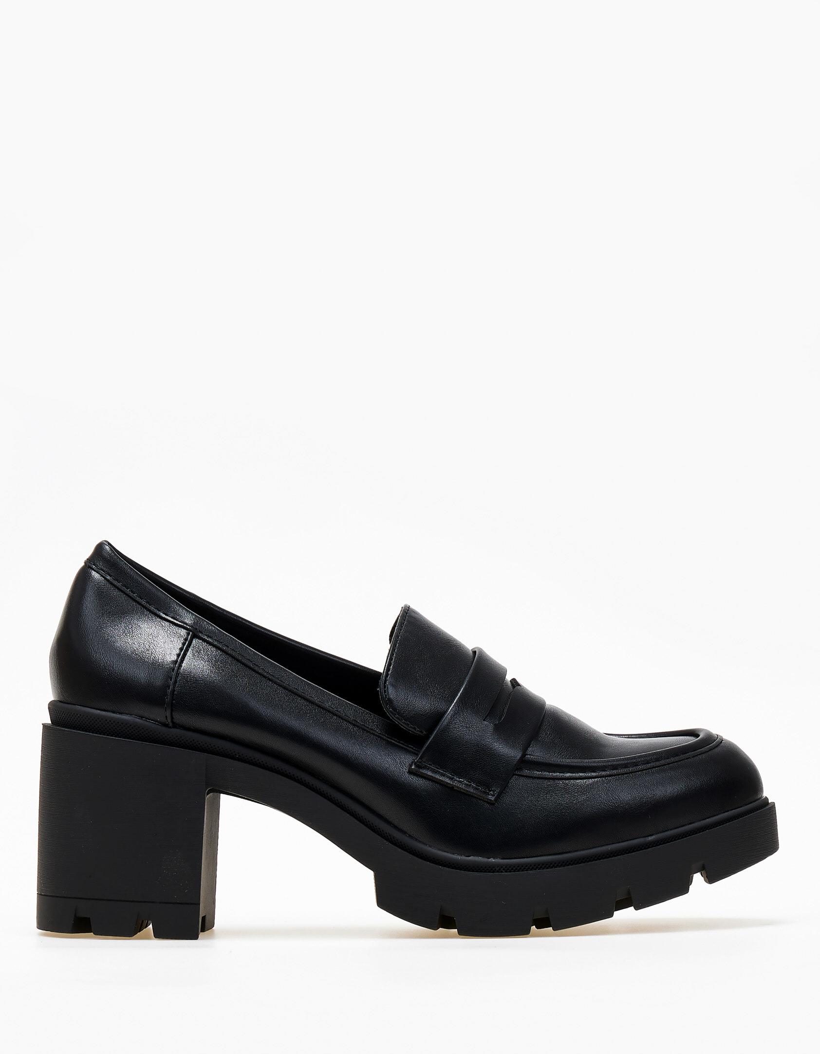 Γυναικεία loafers με ψηλό τακούνι - Μαύρο φωτογραφία