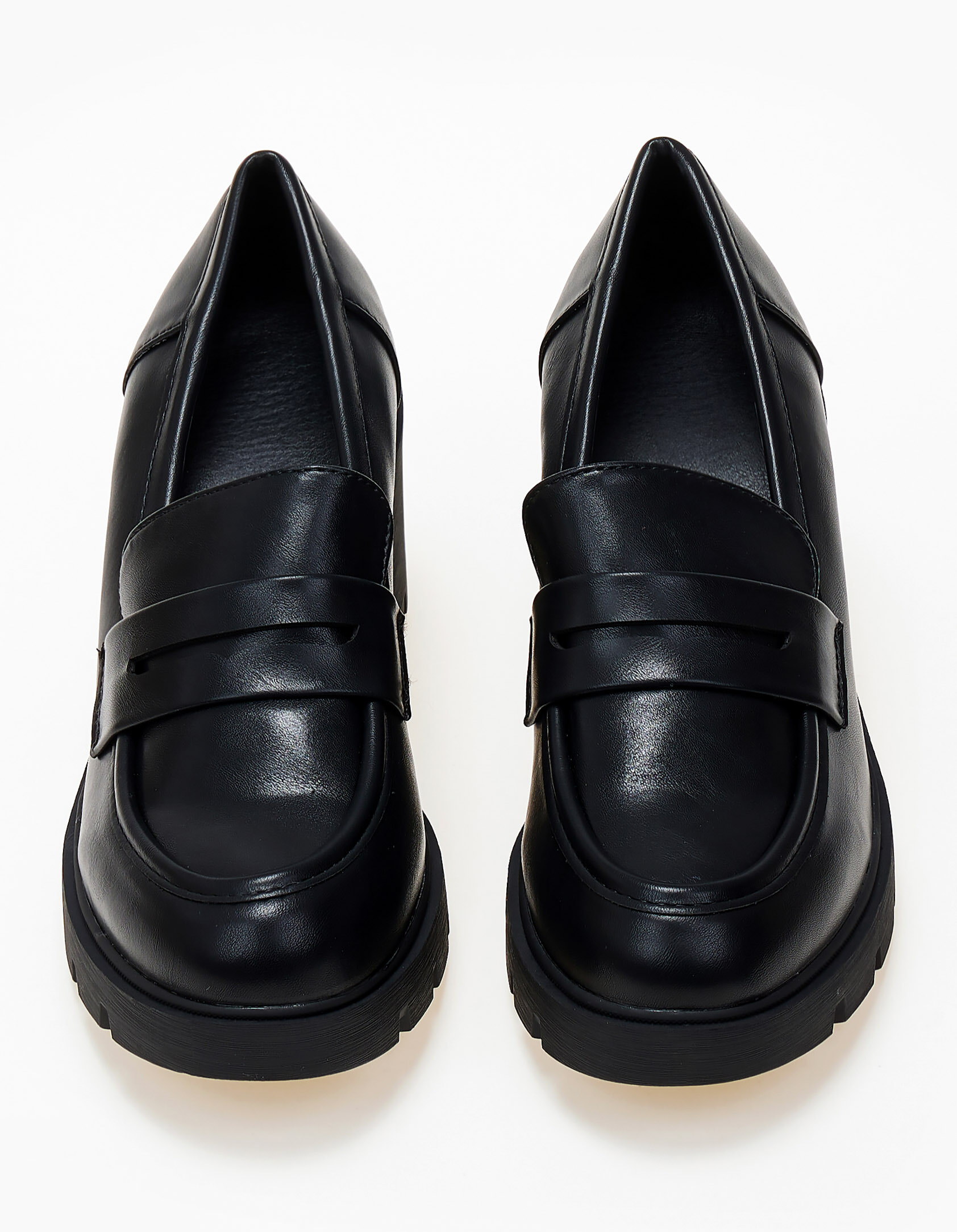 Γυναικεία loafers με ψηλό τακούνι - Μαύρο φωτογραφία