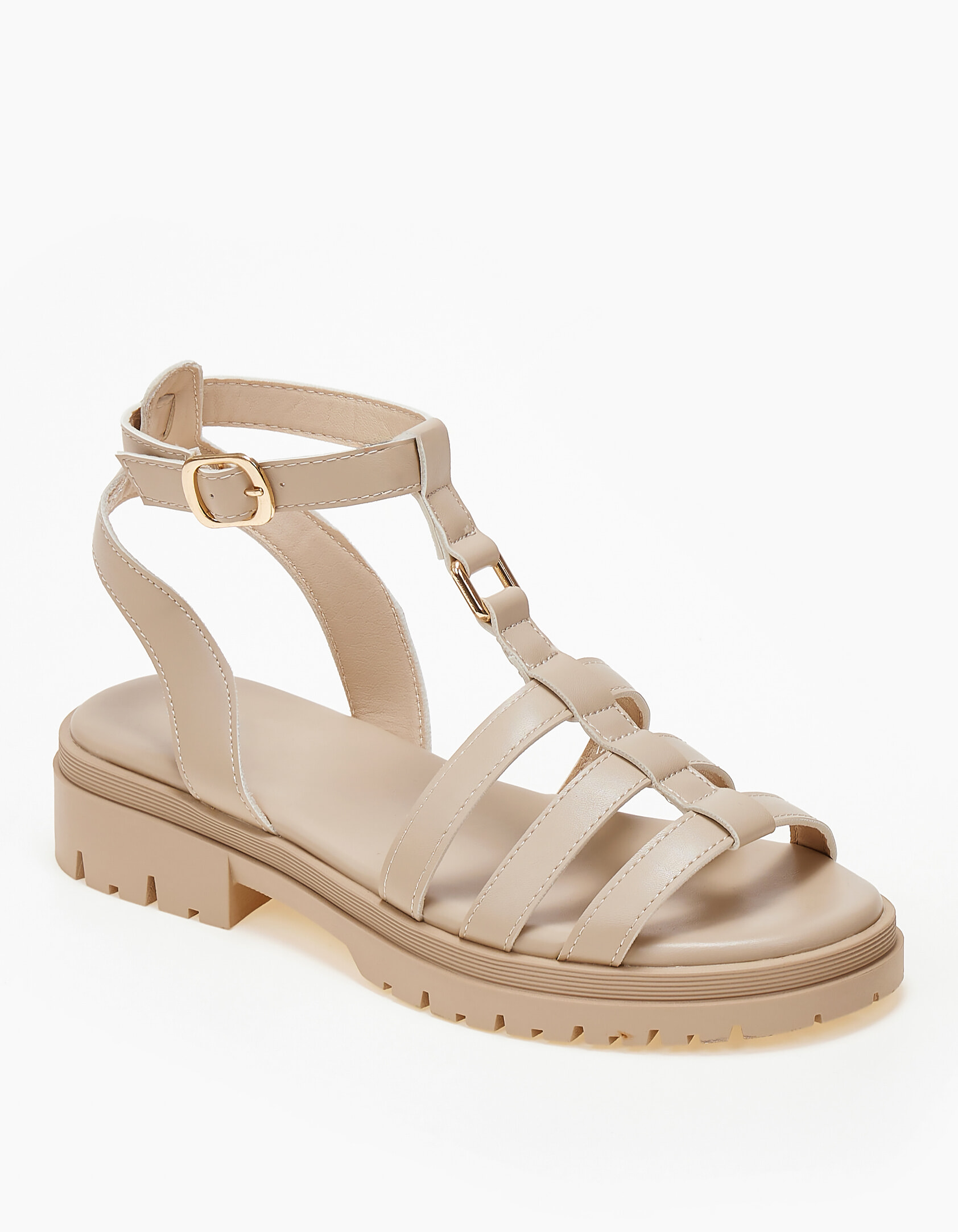 Σανδάλια flatform με τρακτερωτή σόλα - Μπεζ φωτογραφία