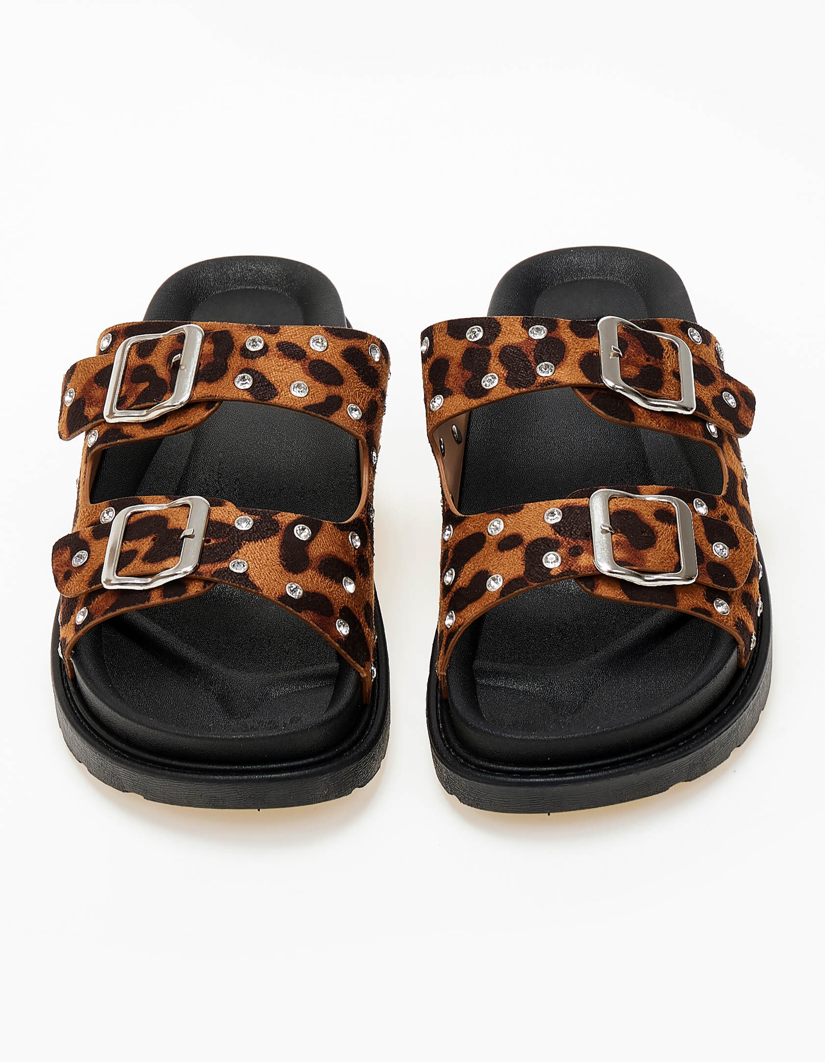 Σανδάλια flatform με τρουκς και στρας - Λεοπάρ φωτογραφία