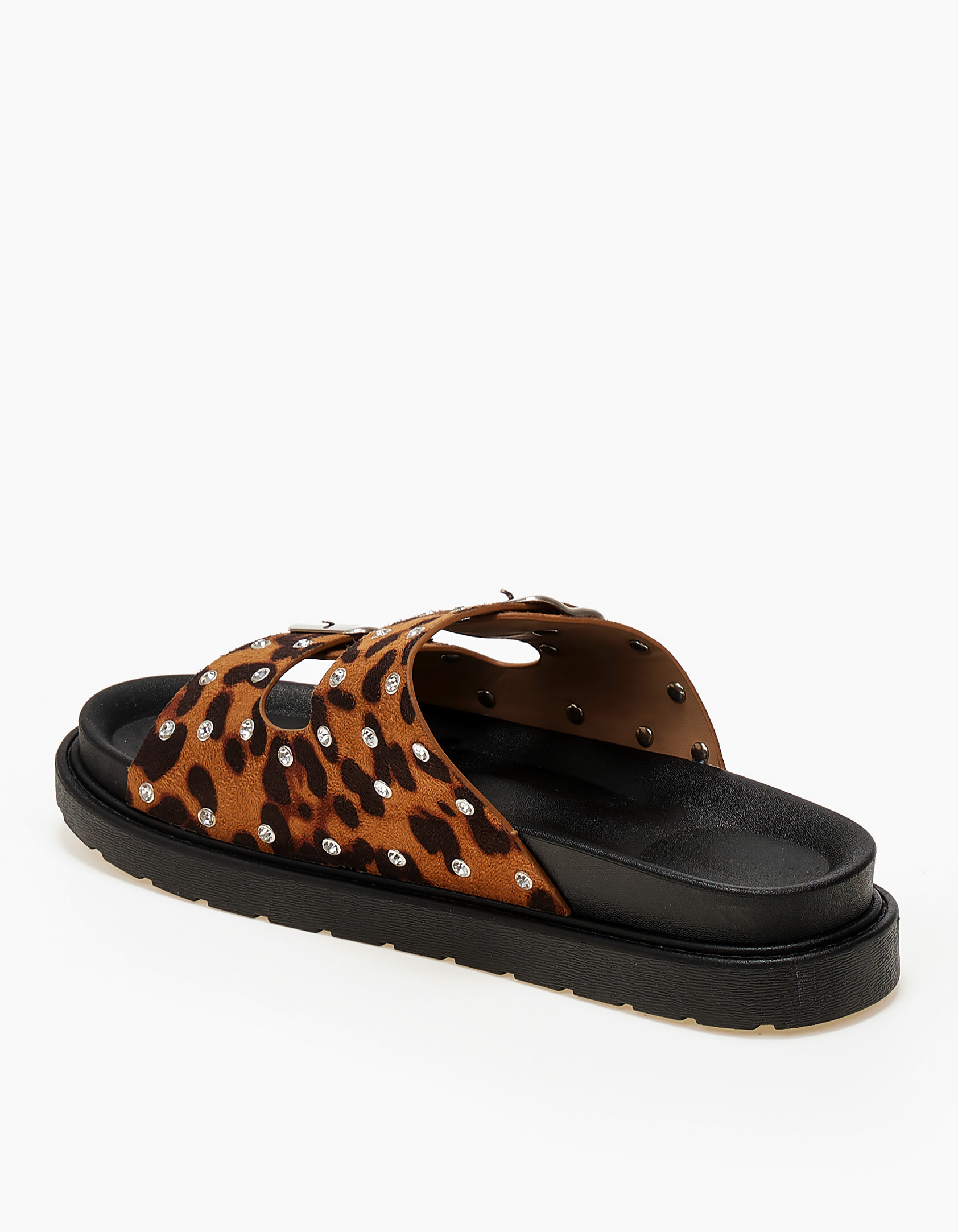 Σανδάλια flatform με τρουκς και στρας - Λεοπάρ φωτογραφία