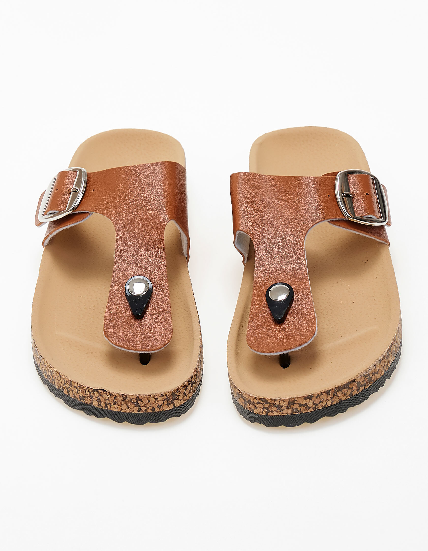 Issue Σανδάλια flatform με δίχαλο - Κάμελ