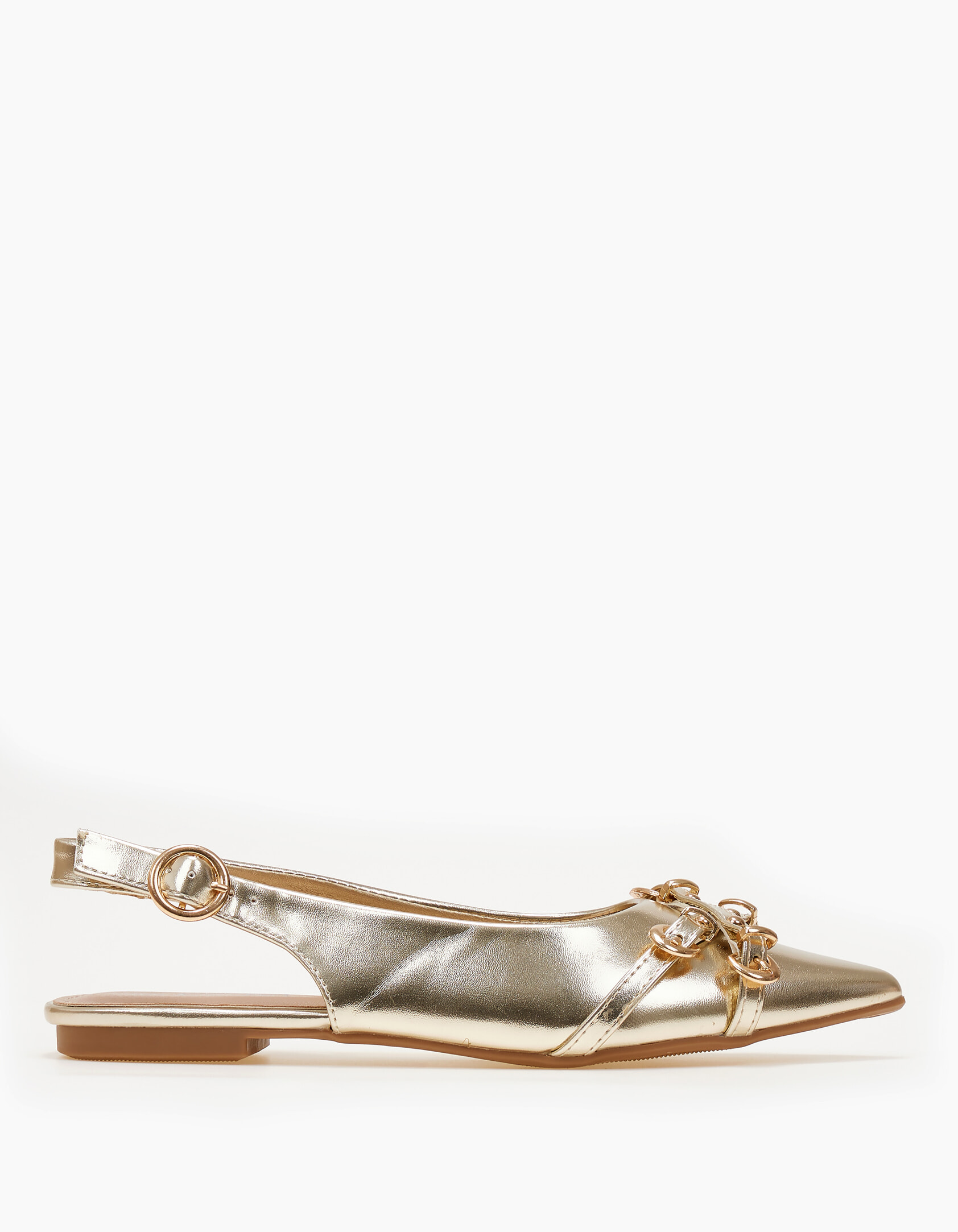 Ballet shoes μυτερά εξώφτερνα με αγκράφες - Χρυσό φωτογραφία