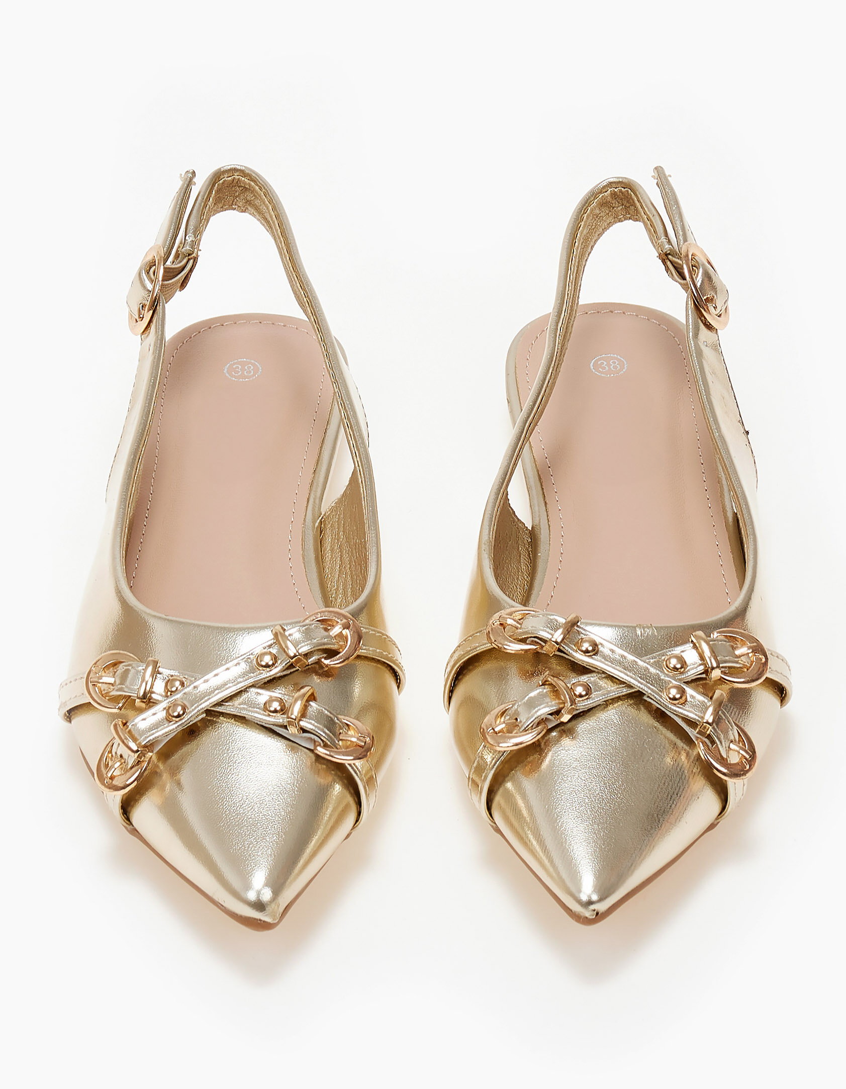 Ballet shoes μυτερά εξώφτερνα με αγκράφες - Χρυσό φωτογραφία