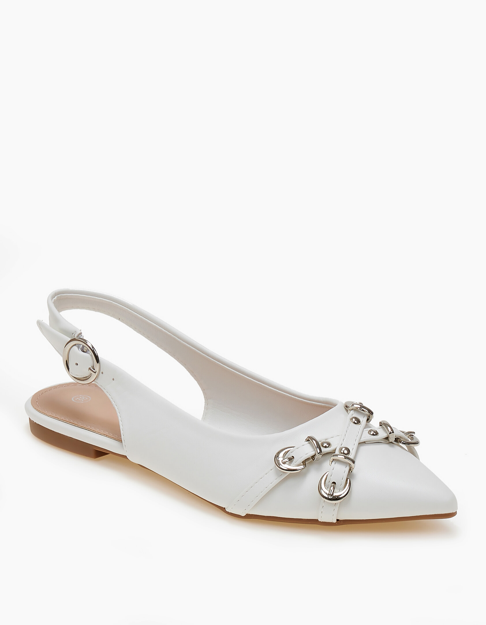 Ballet shoes μυτερά εξώφτερνα με αγκράφες - Λευκό