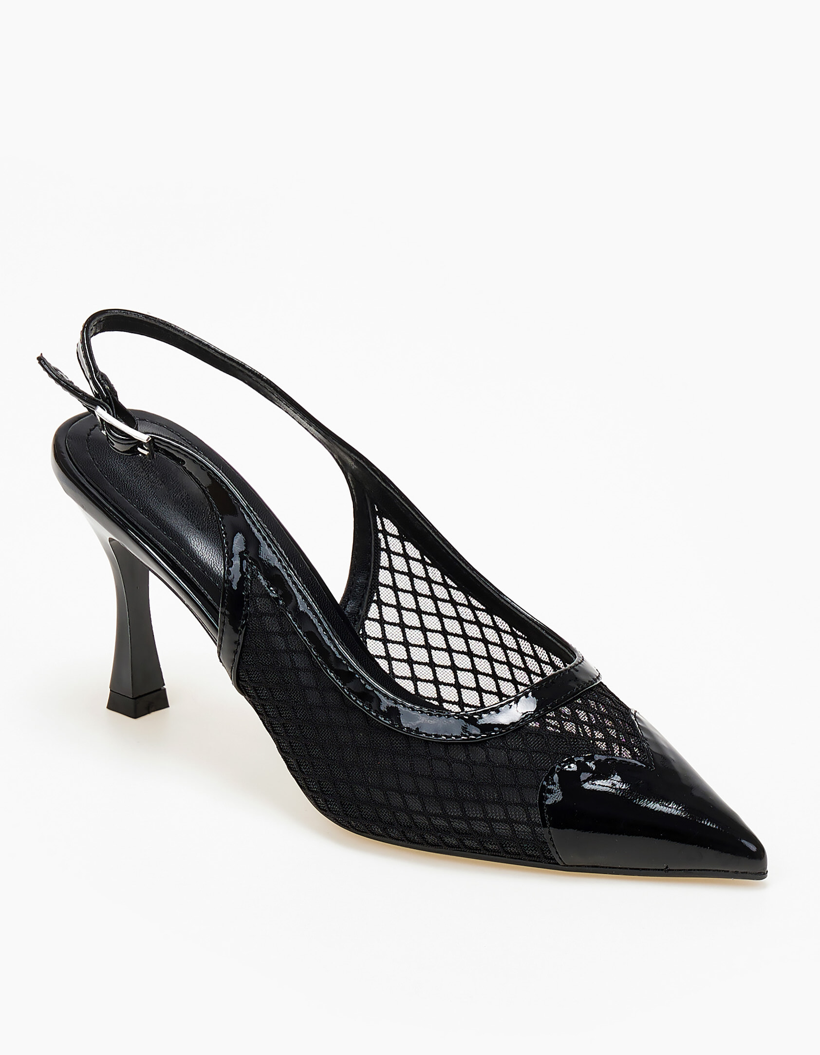 Slingback γόβες με δίχτυ και καρδιά - Μαύρο φωτογραφία