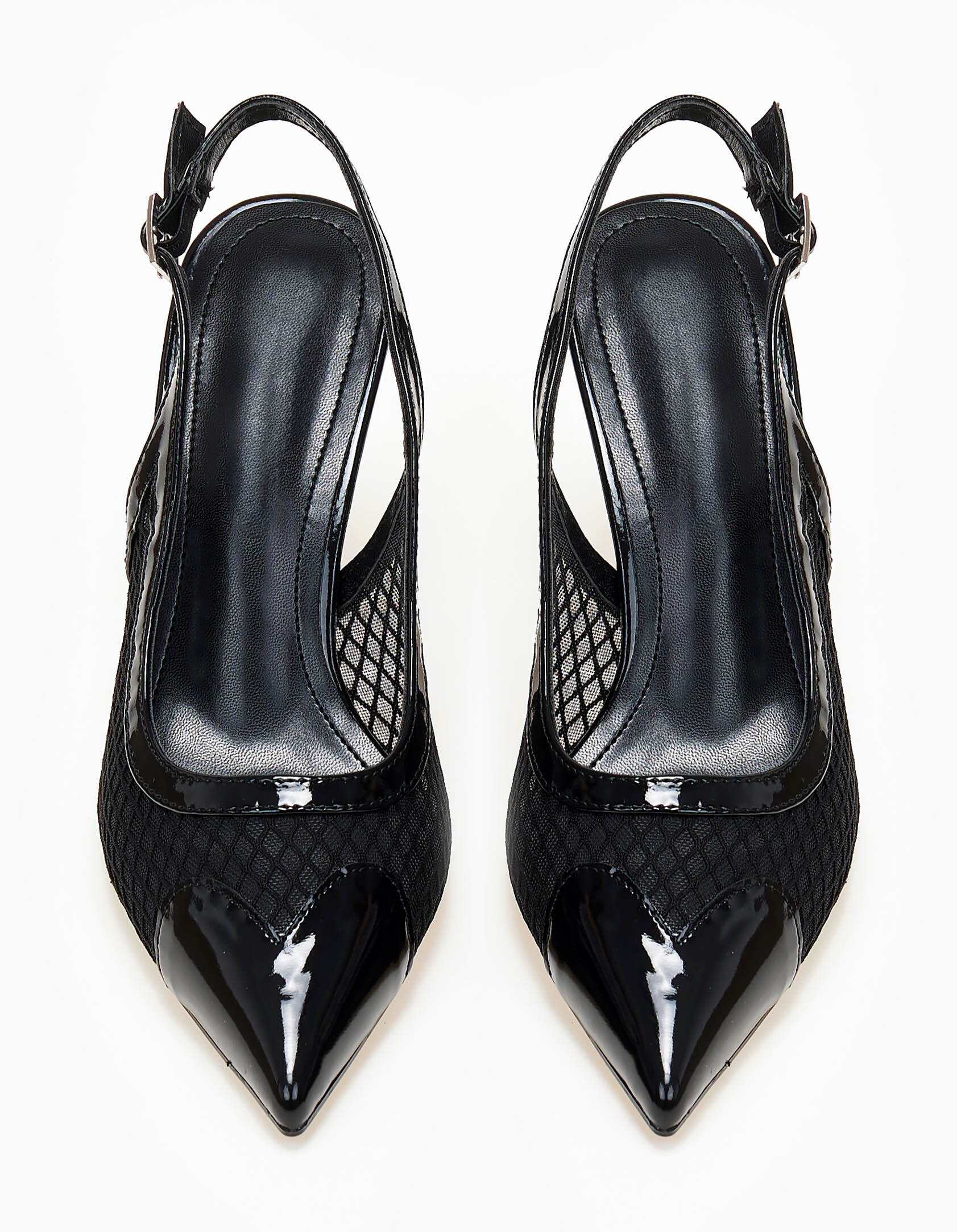 Slingback γόβες με δίχτυ και καρδιά - Μαύρο φωτογραφία