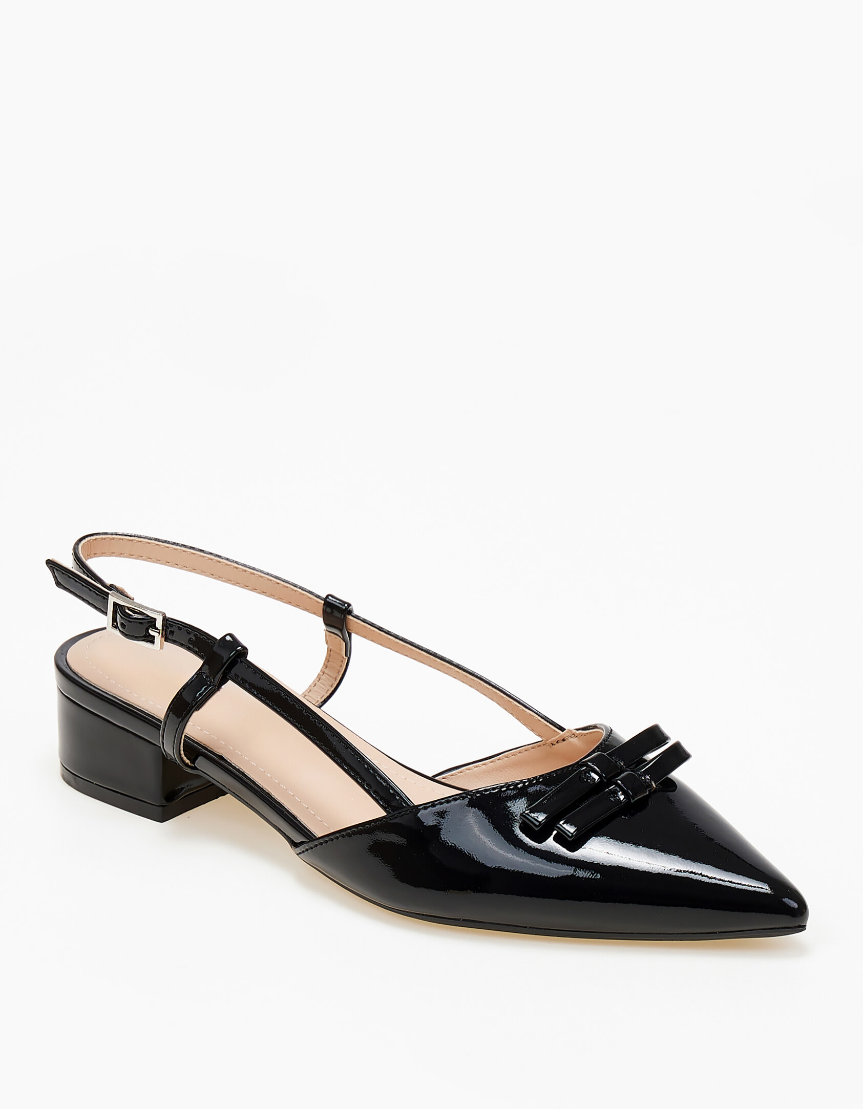 Χαμηλά εξώφτερνα μυτερά γοβάκια με φιογκάκια - Μαύρο