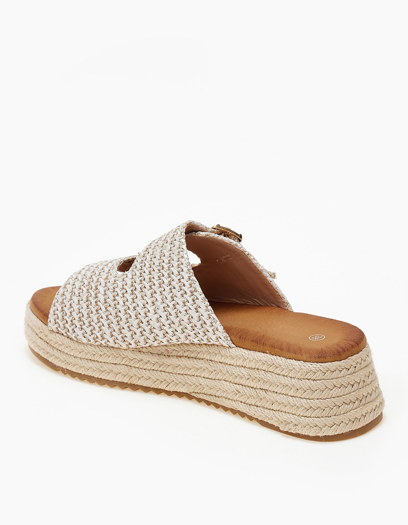 Πλατφόρμες με ψάθα και σχοινί στη σόλα - Μπεζ φωτογραφία